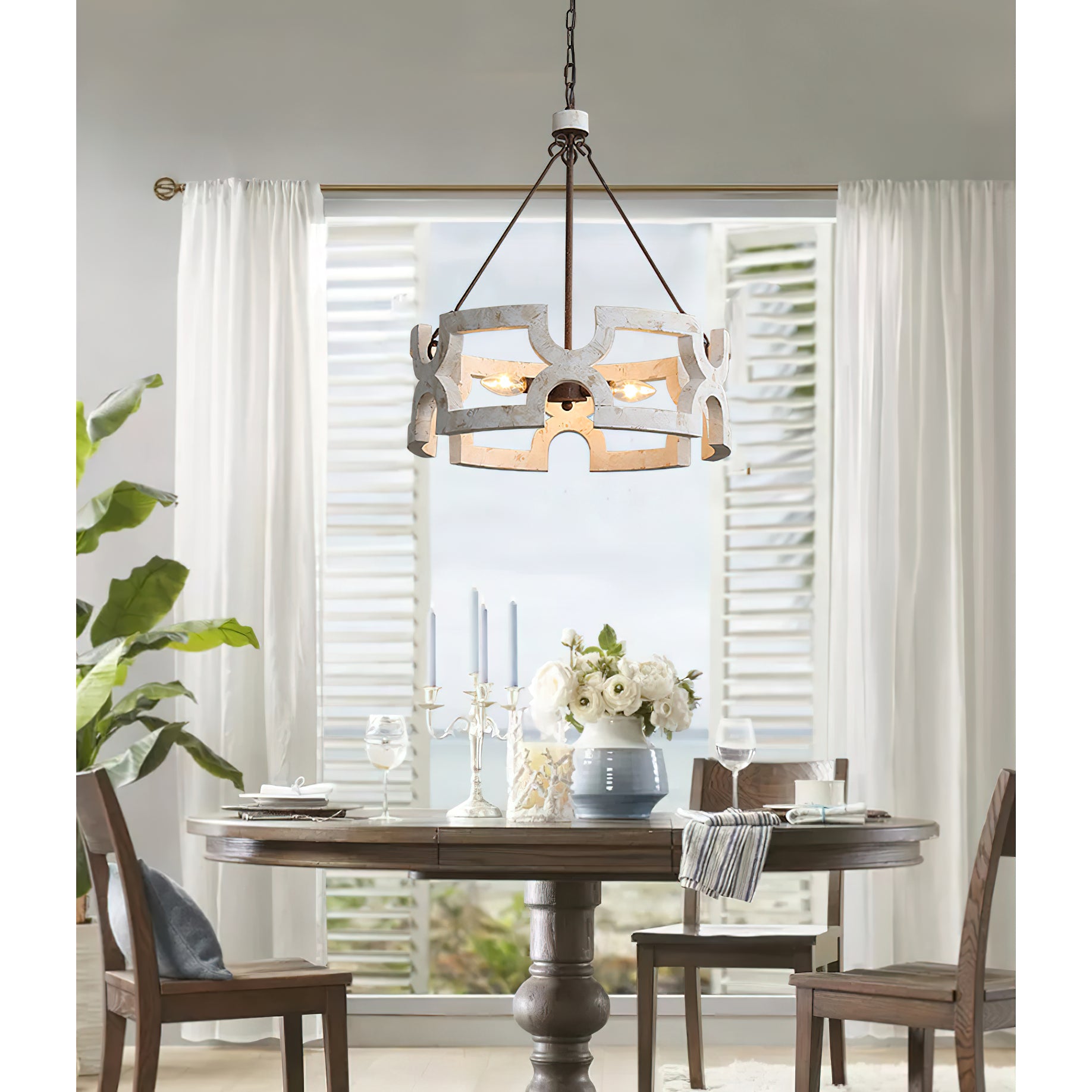 Evelan Individual Creativity Hand-carved Wood Chandelier - Lamp Copper