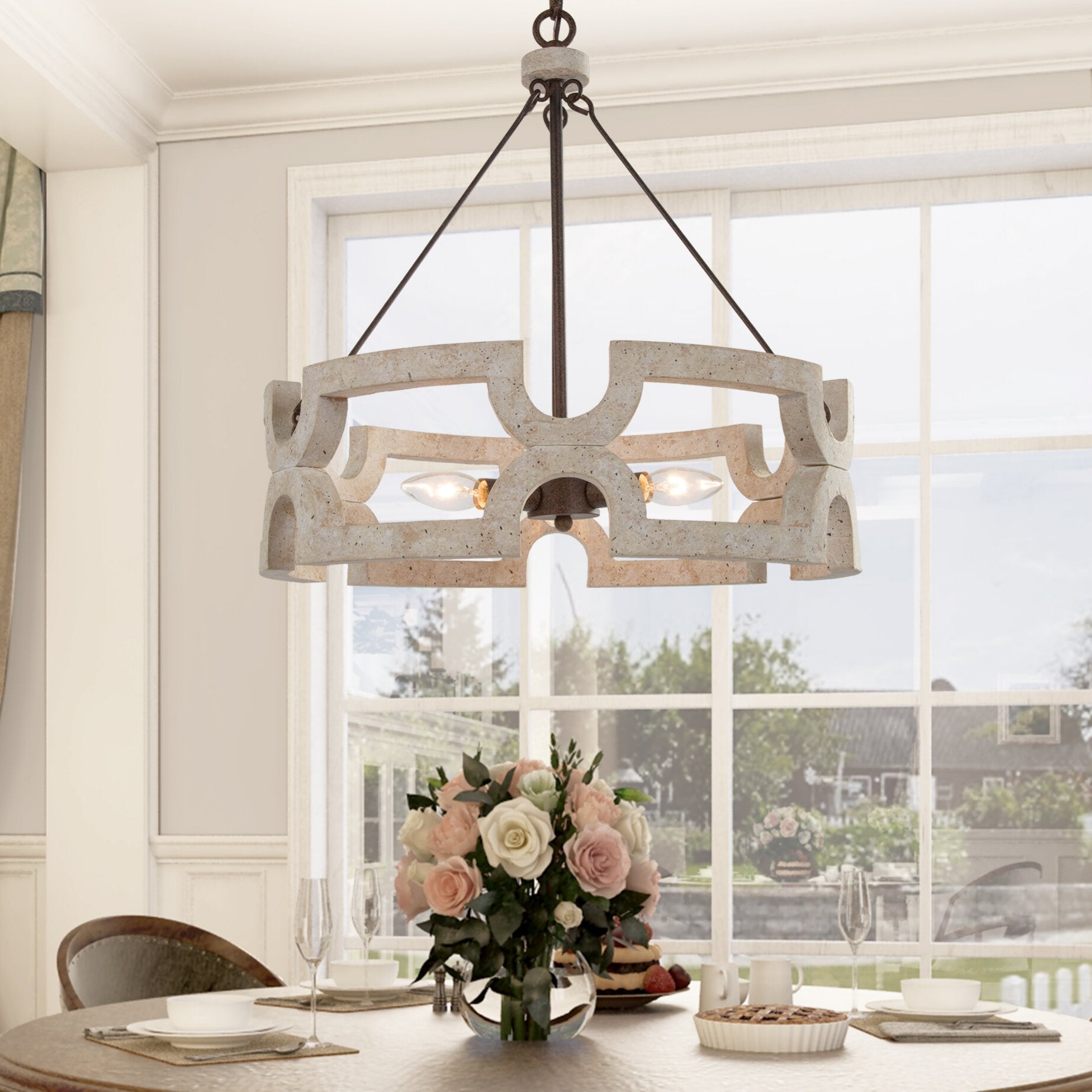 Evelan Individual Creativity Hand-carved Wood Chandelier - Lamp Copper