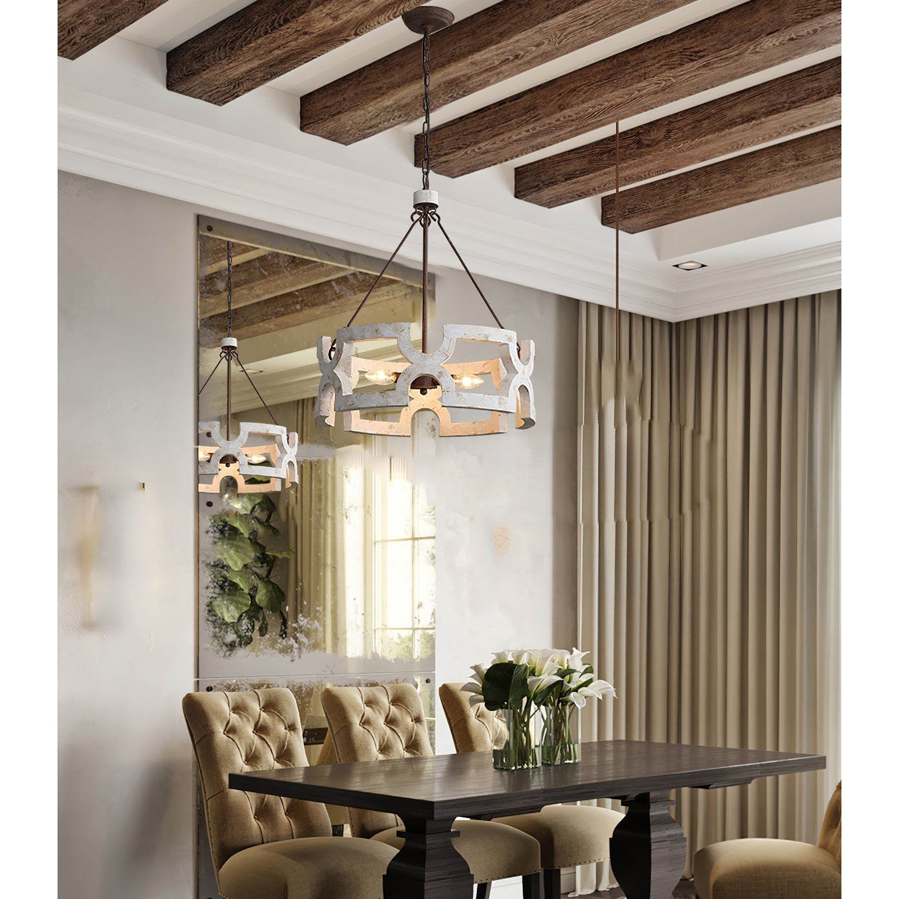 Evelan Individual Creativity Hand-carved Wood Chandelier - Lamp Copper