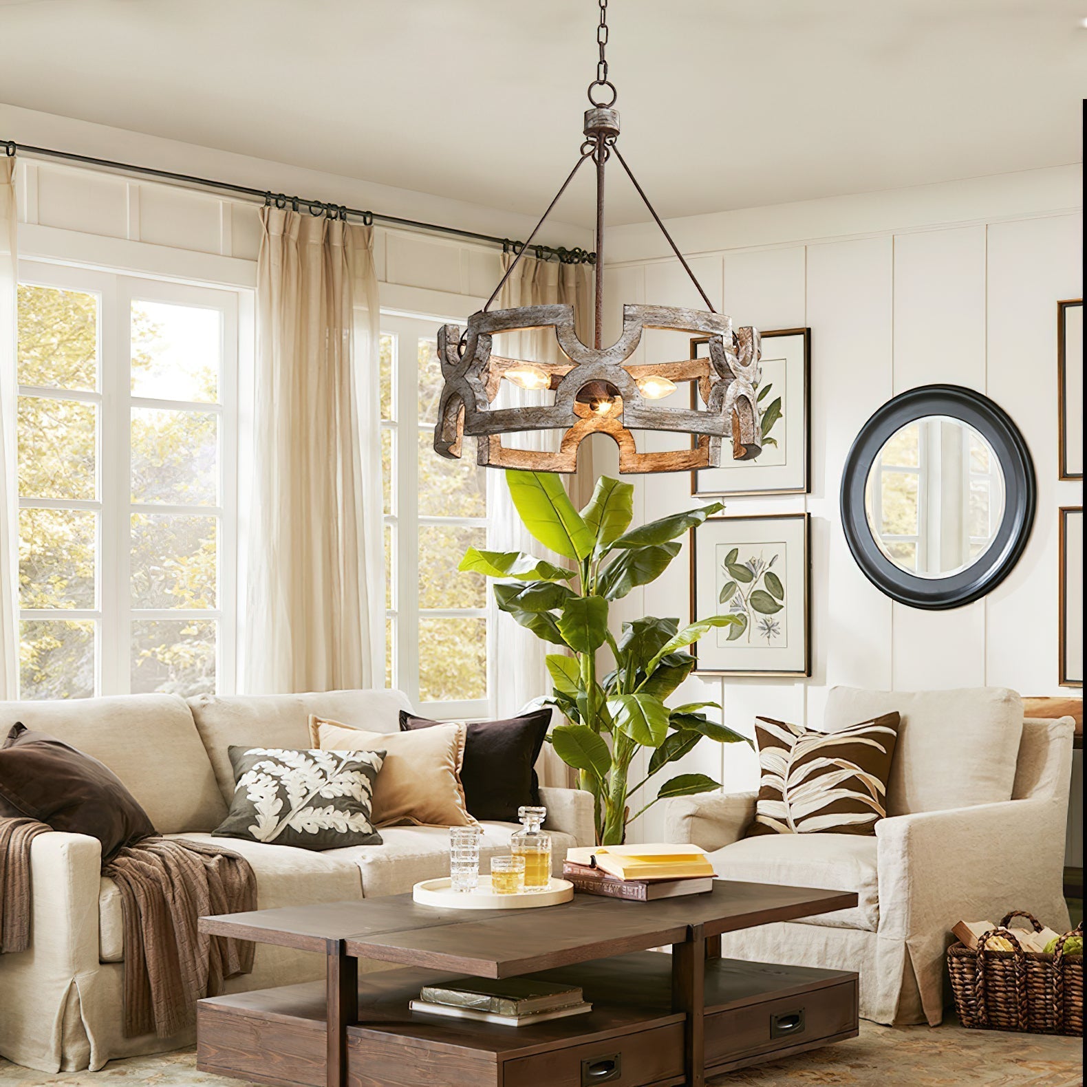 Evelan Individual Creativity Hand-carved Wood Chandelier - Lamp Copper