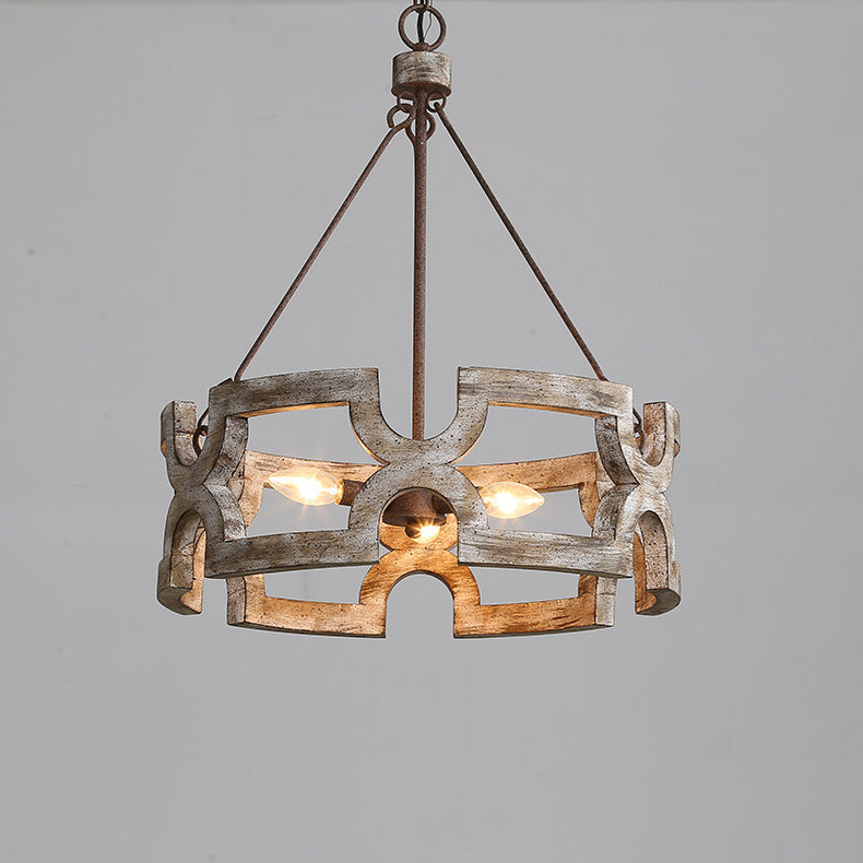 Evelan Individual Creativity Hand-carved Wood Chandelier - Lamp Copper