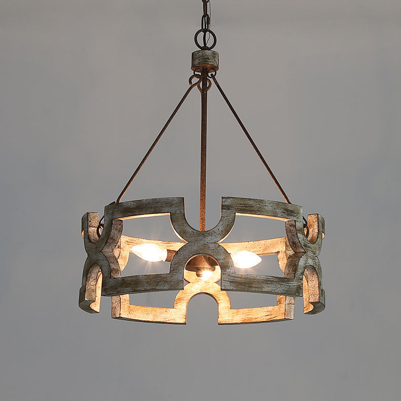 Evelan Individual Creativity Hand-carved Wood Chandelier - Lamp Copper