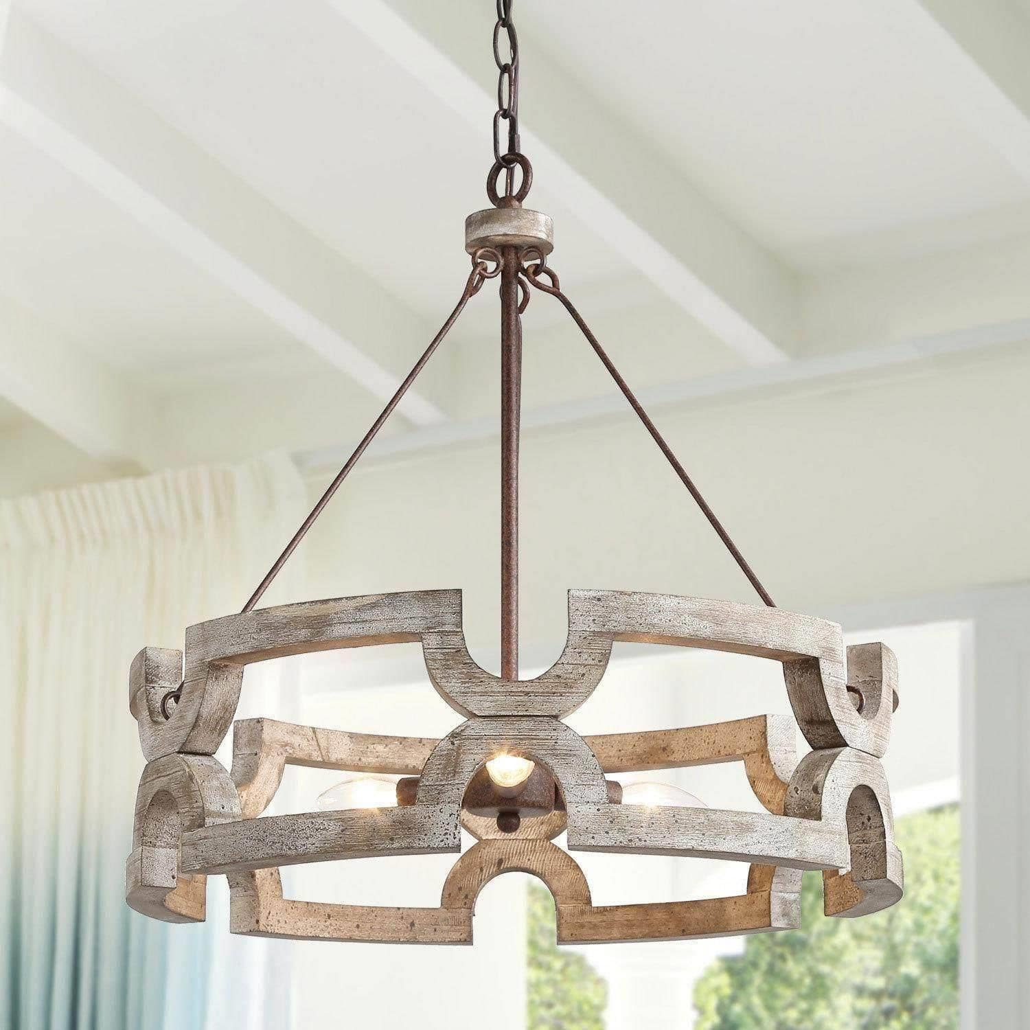 Evelan Individual Creativity Hand-carved Wood Chandelier - Lamp Copper