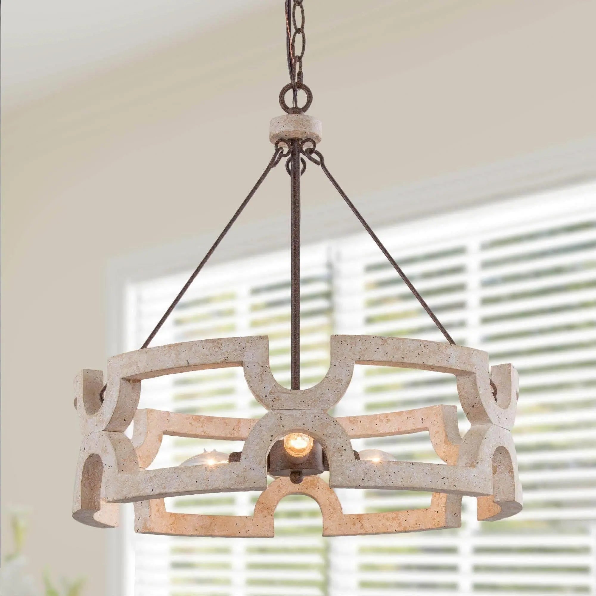 Evelan Individual Creativity Hand-carved Wood Chandelier - Lamp Copper