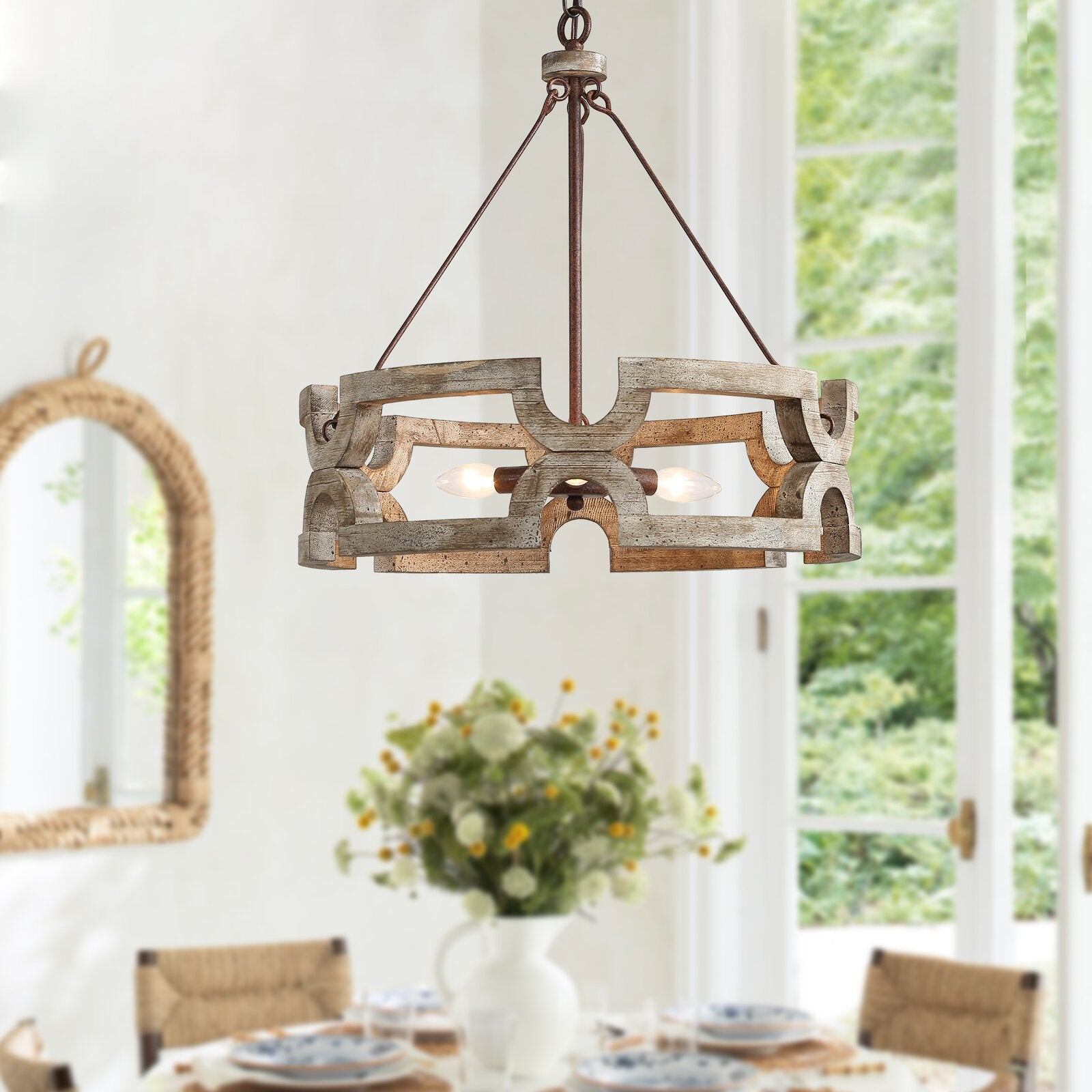 Evelan Individual Creativity Hand-carved Wood Chandelier - Lamp Copper