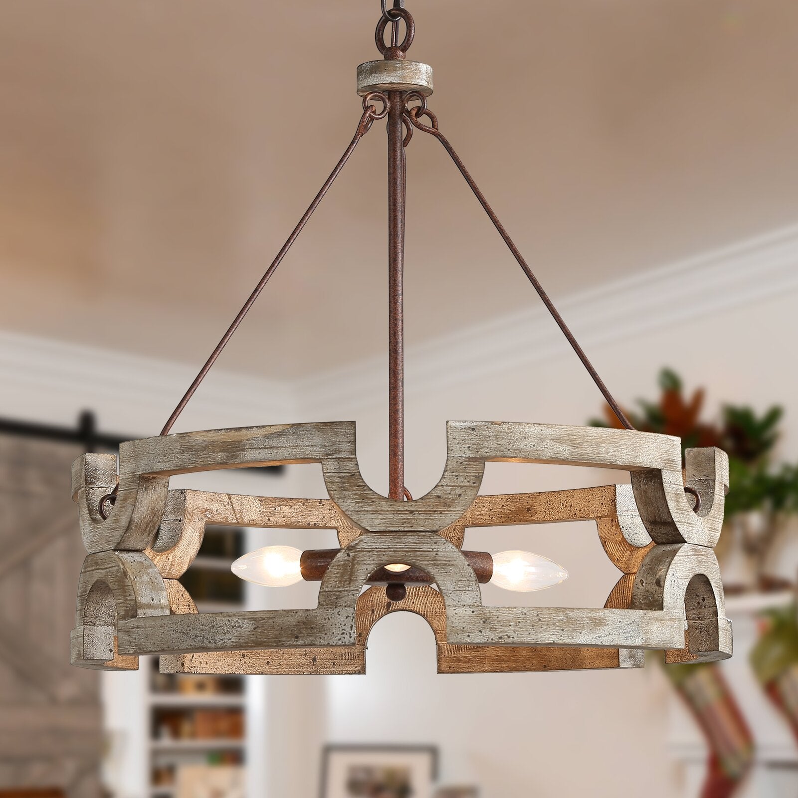 Evelan Individual Creativity Hand-carved Wood Chandelier - Lamp Copper