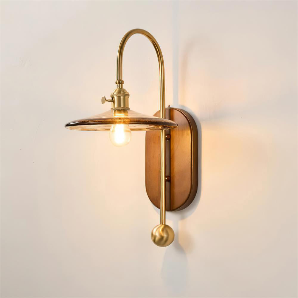 Vireoce Applique murale et globe en verre lisse avec plaque arrière en bois - Neutralighting
