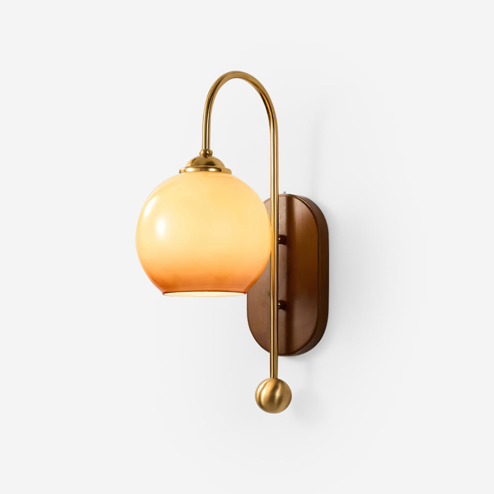 Vireoce Applique murale et globe en verre lisse avec plaque arrière en bois - Neutralighting