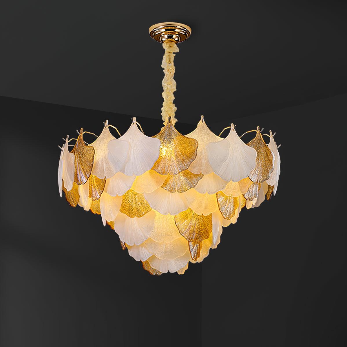 Fionel Lustre Feuilles en Verre Ambre et Blanc - Neutralighting