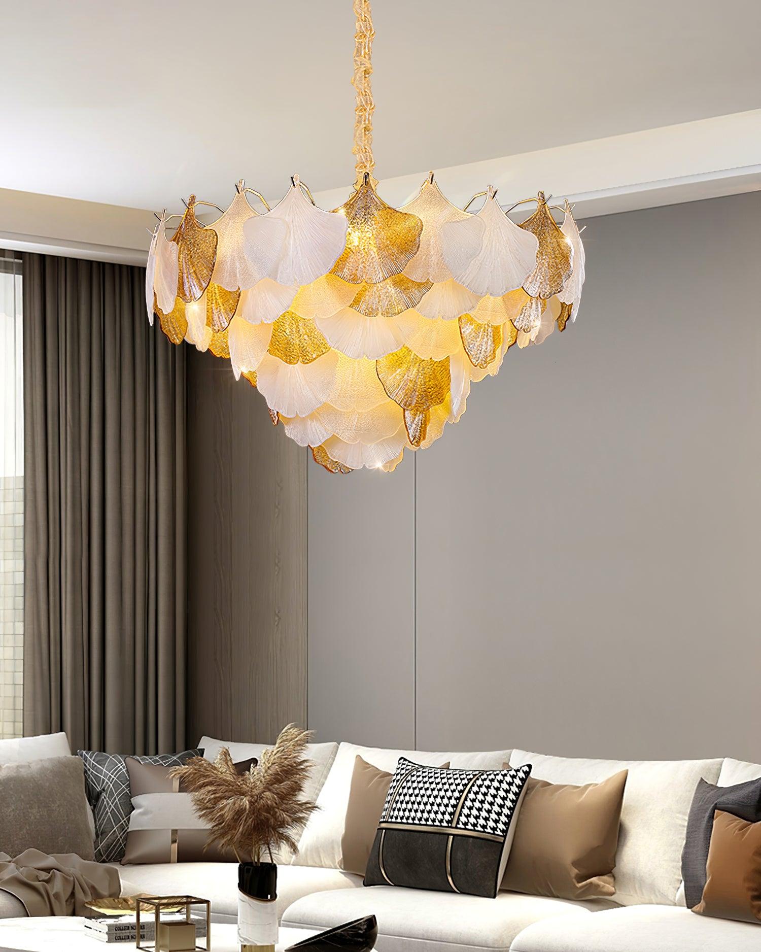 Fionel Lustre Feuilles en Verre Ambre et Blanc - Neutralighting