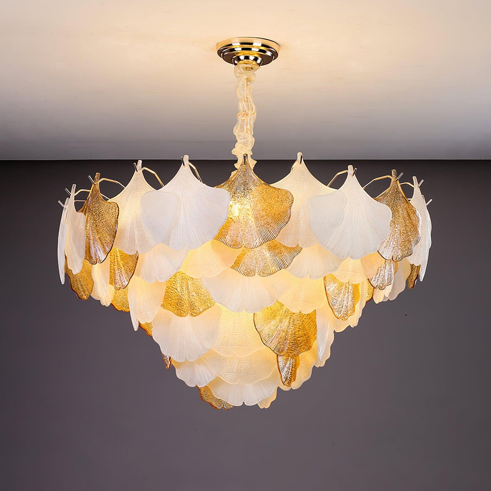 Fionel Lustre Feuilles en Verre Ambre et Blanc - Neutralighting