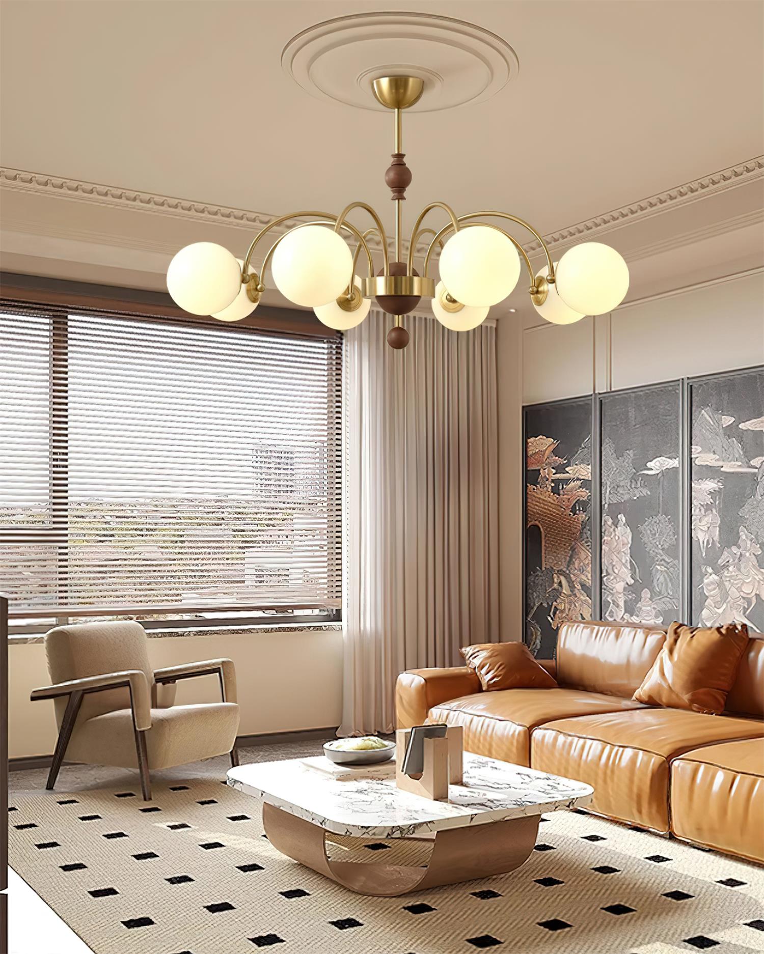 Kanth Chandelier Wood Arched - Letslighting