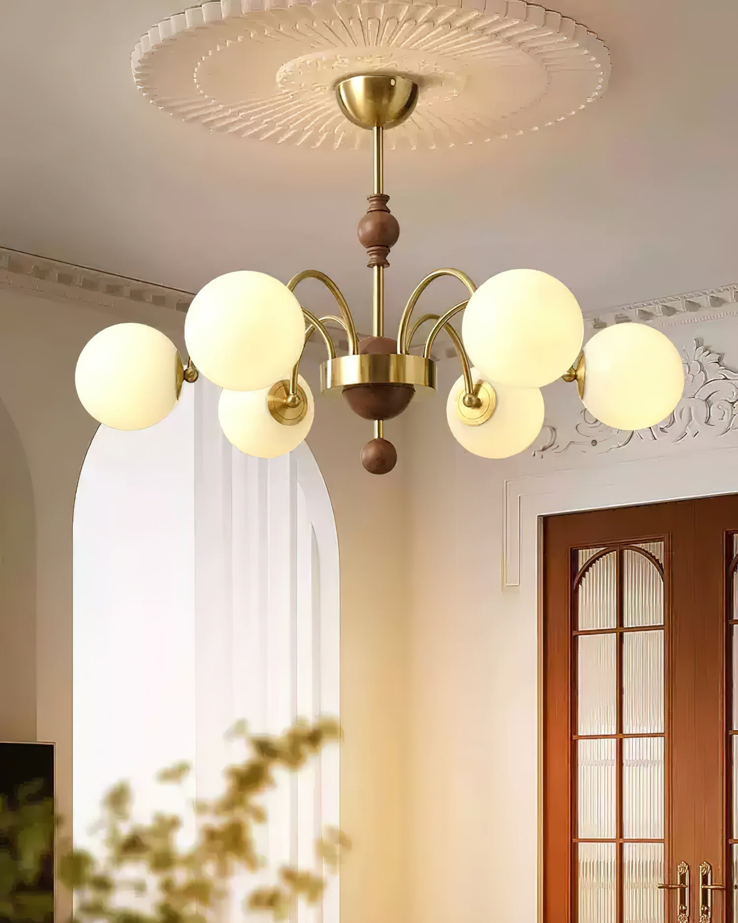 Kanth Chandelier Wood Arched - Letslighting