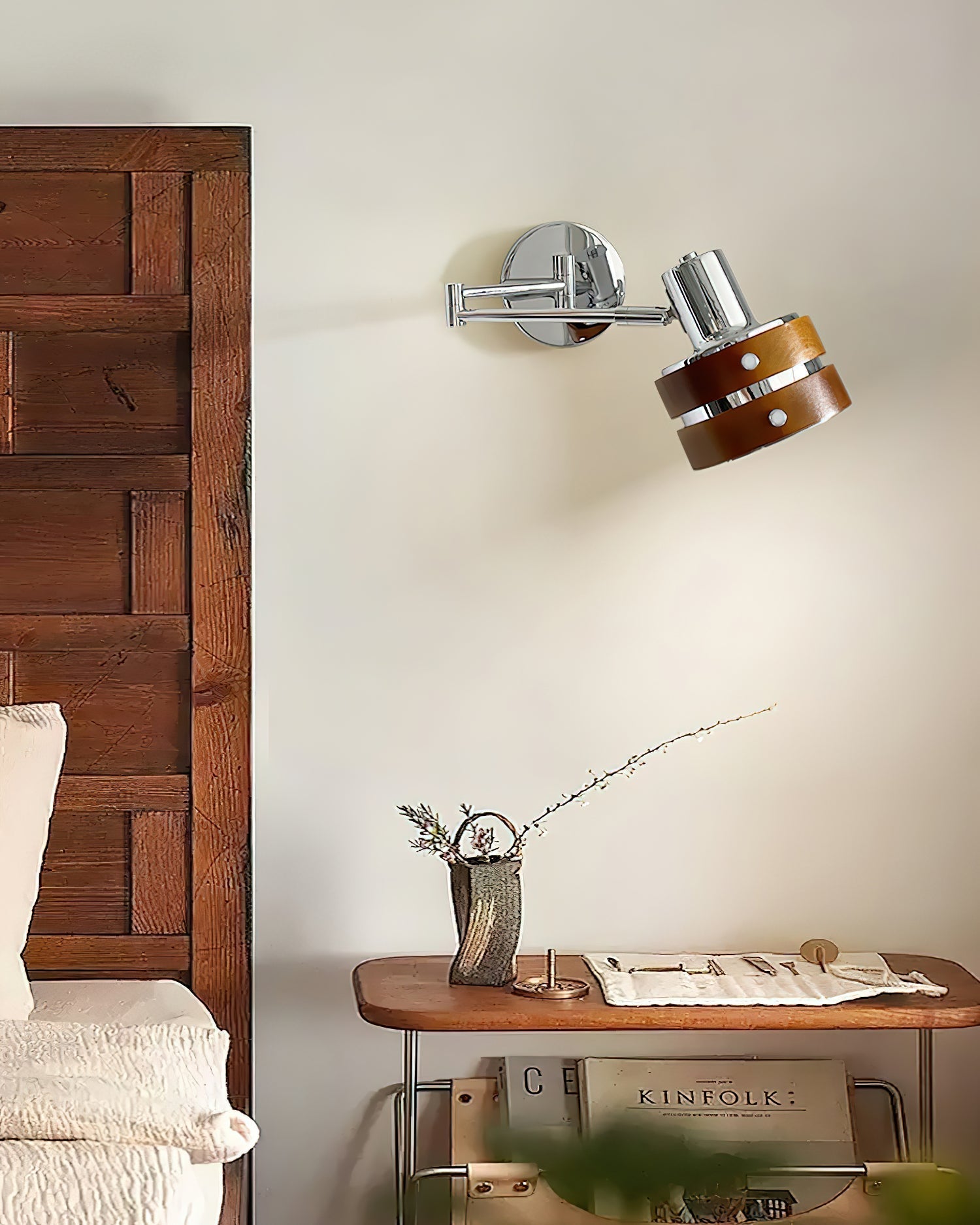 Wall Lamp & Wood Barrel Shade Adjustable Mid-Century - Letslighting