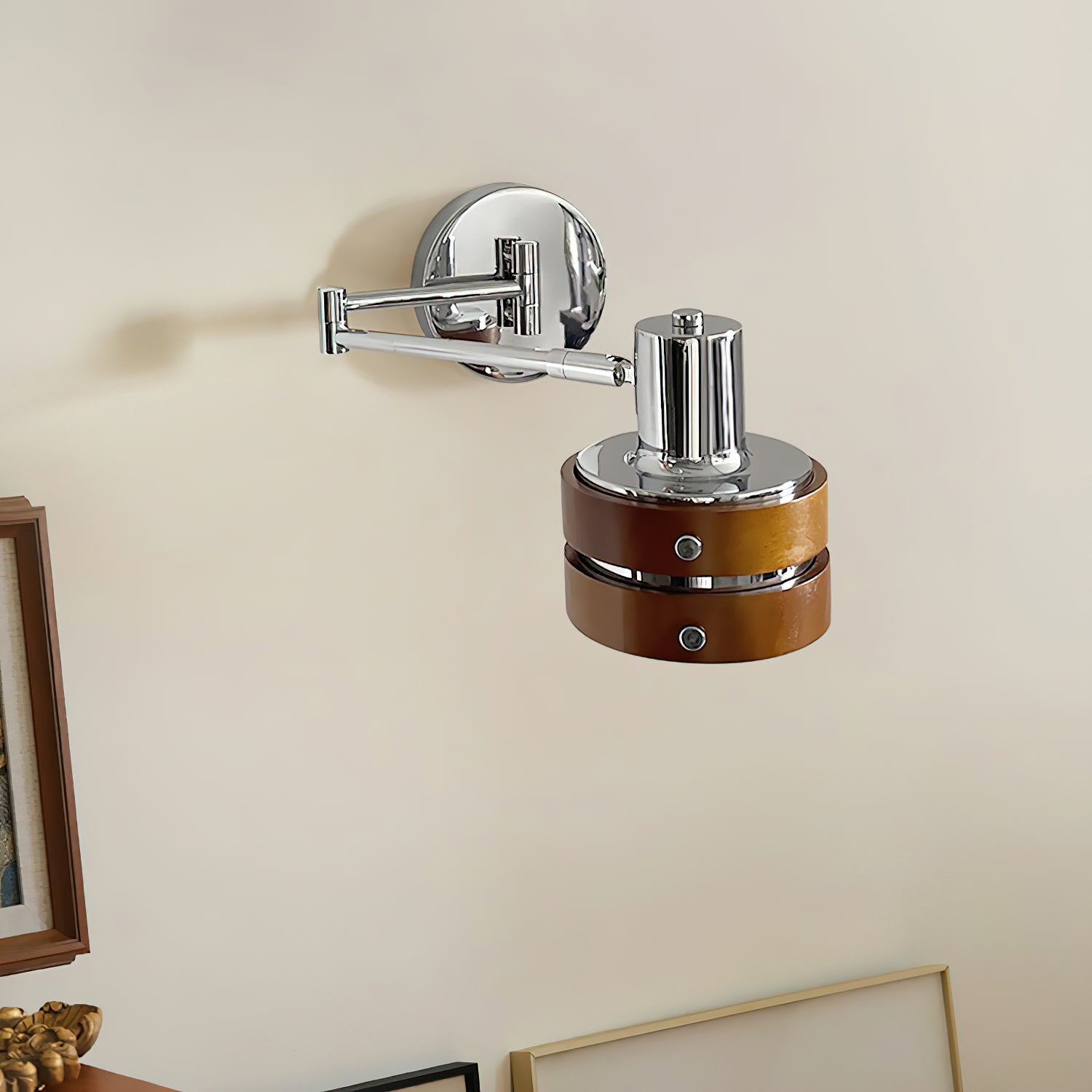 Wall Lamp & Wood Barrel Shade Adjustable Mid-Century - Letslighting