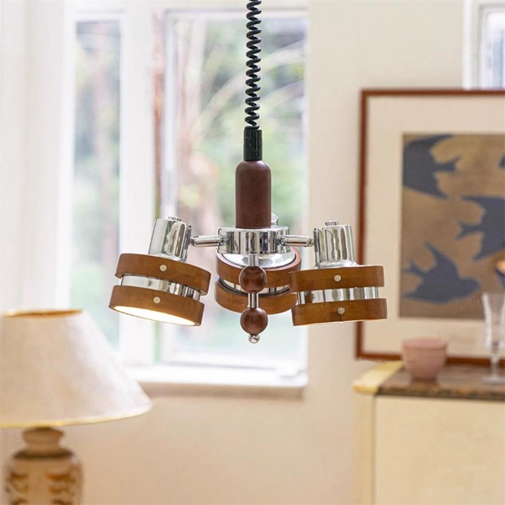 Karry Chandelier Wooden Bands Clear Shades - Letslighting