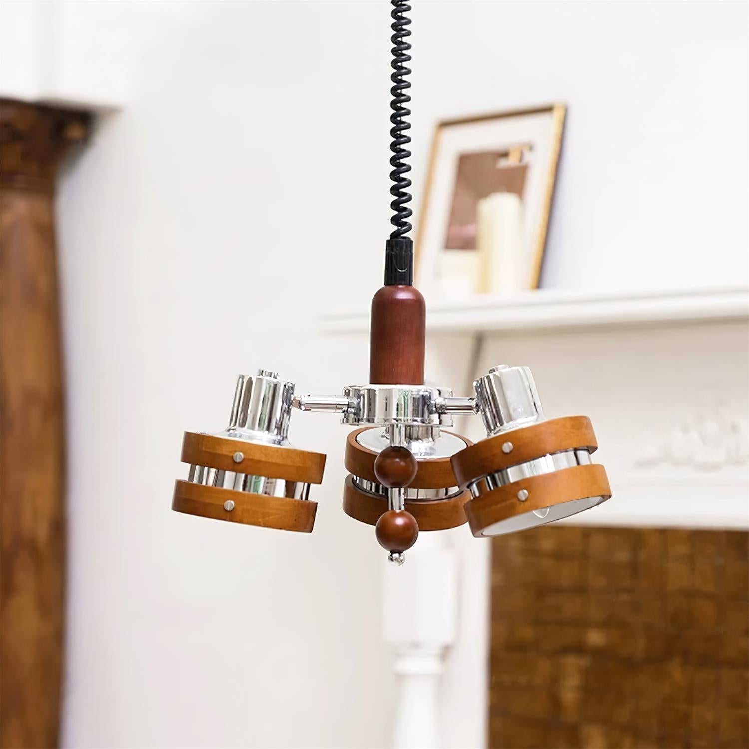 Karry Chandelier Wooden Bands Clear Shades - Letslighting