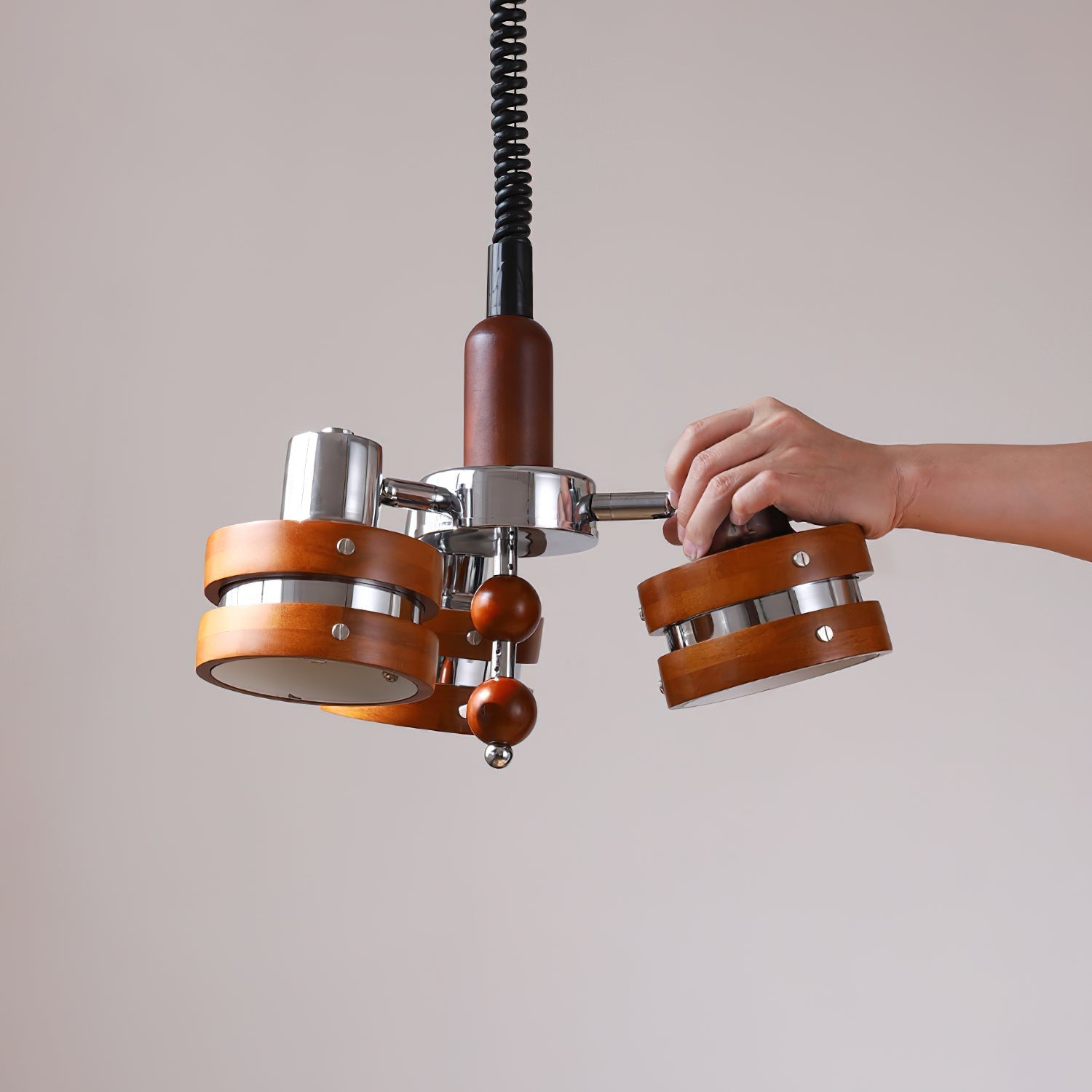Karry Chandelier Wooden Bands Clear Shades - Letslighting