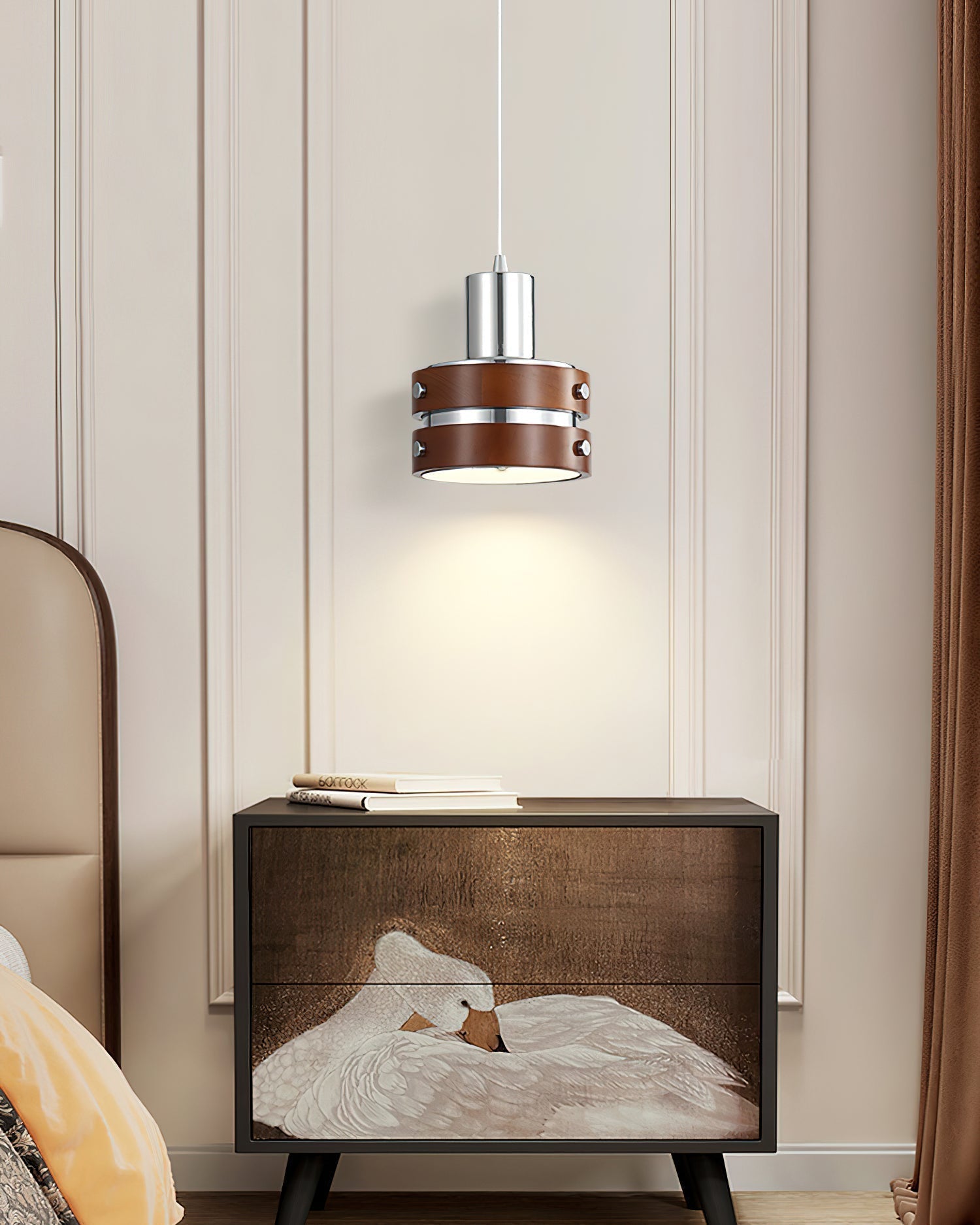 Karry Pendant Lamp Chrome Wood - Letslighting