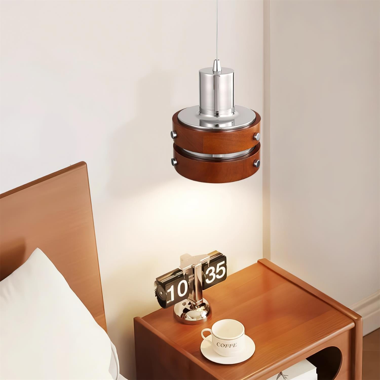 Karry Pendant Lamp Chrome Wood - Letslighting