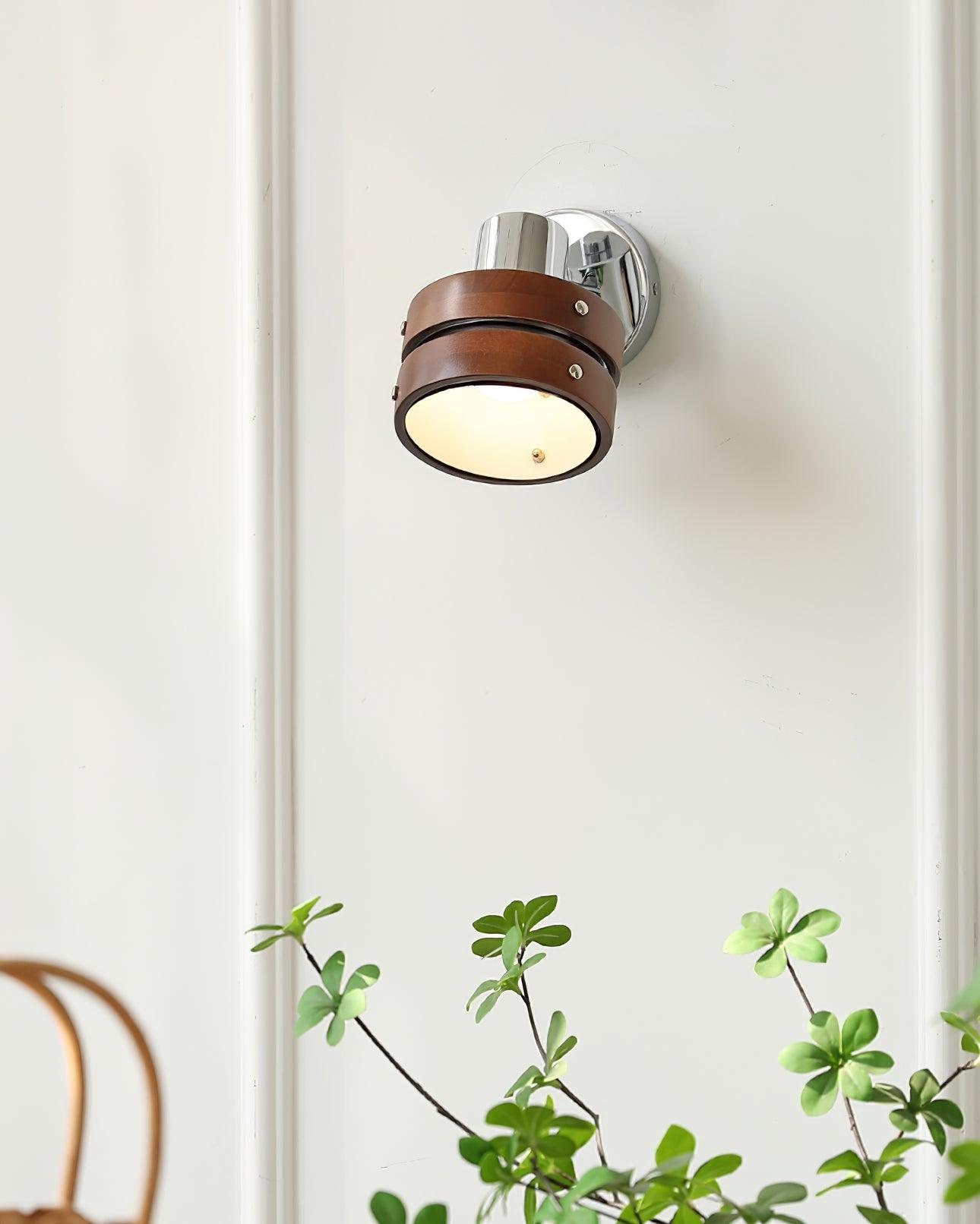 Wall Lamp & Wood Barrel Shade Adjustable Warm Glow - Letslighting