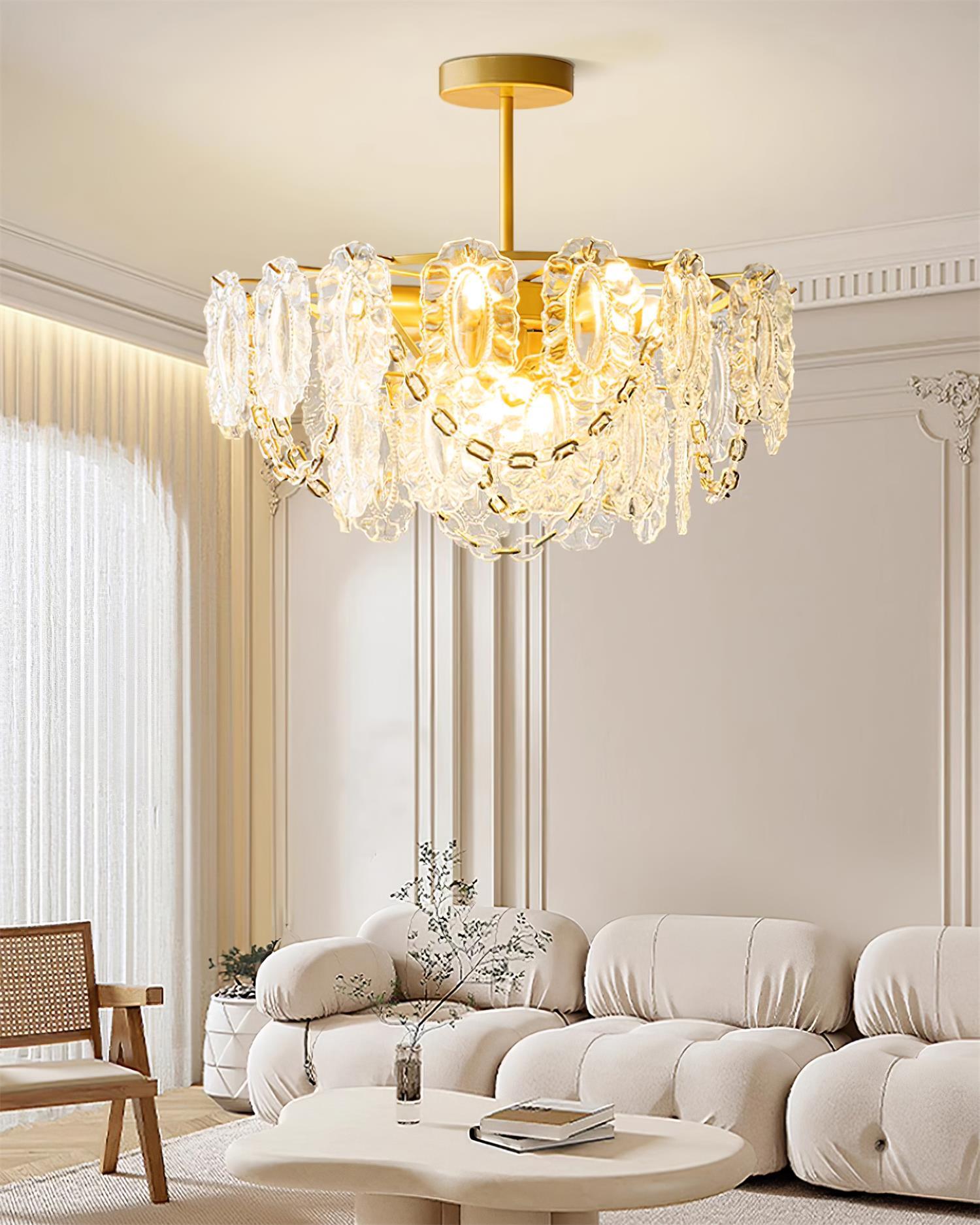 Katia Lustre Cascades de Cristal Verre Or - Neutralighting