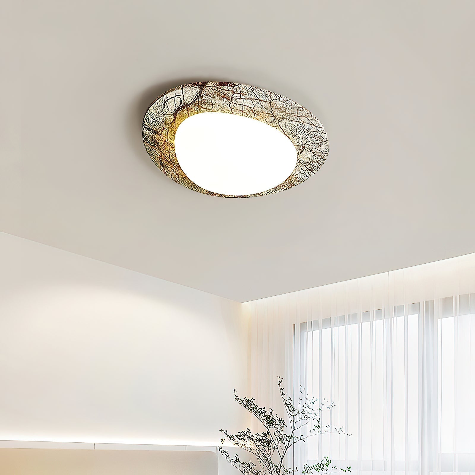 Cishaora Modern Minimalist White Marble Ceiling Lamp - Lamp Copper