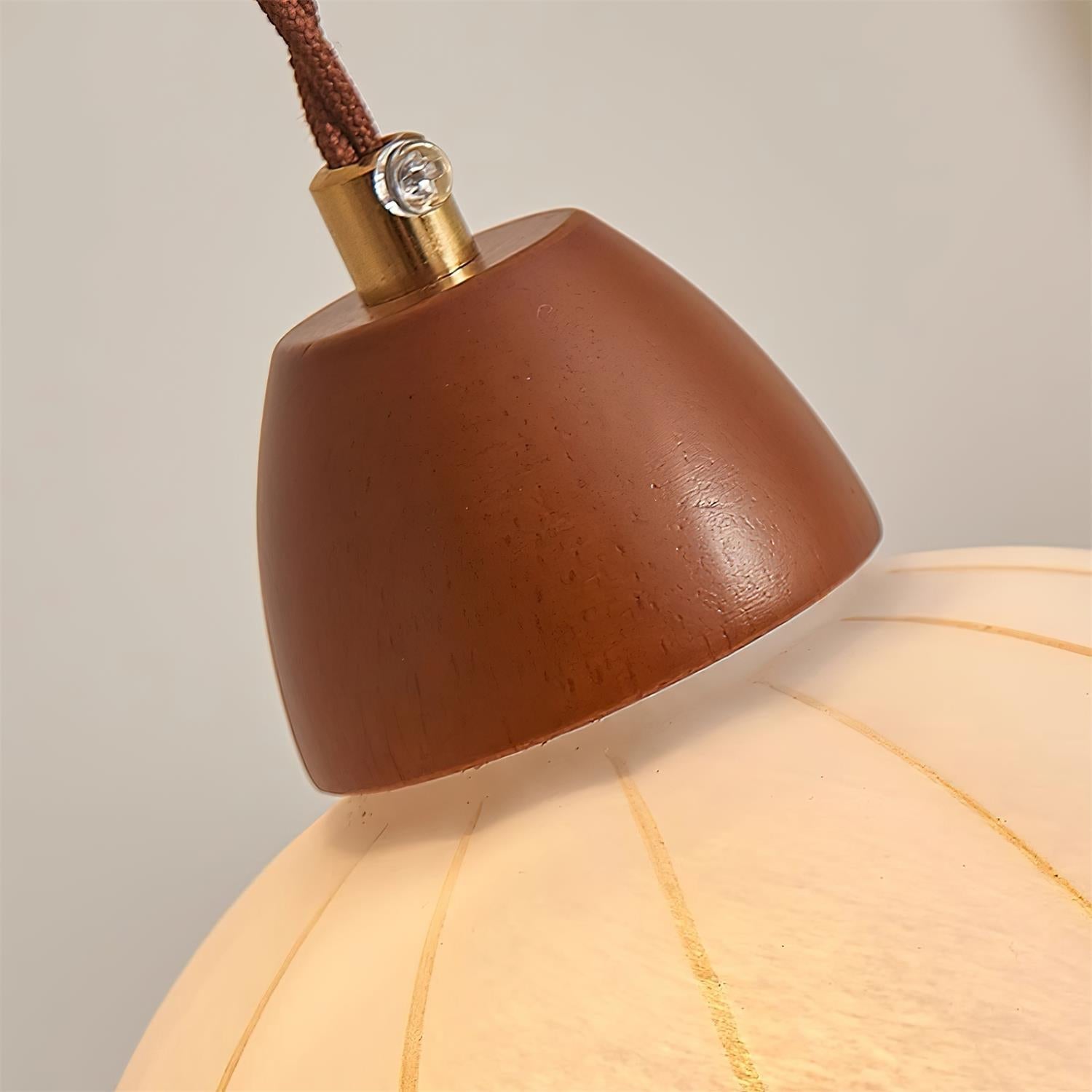 Pendant Lamp Glass Dome Shade Walnut Wood Accent Minimalist - Letslighting