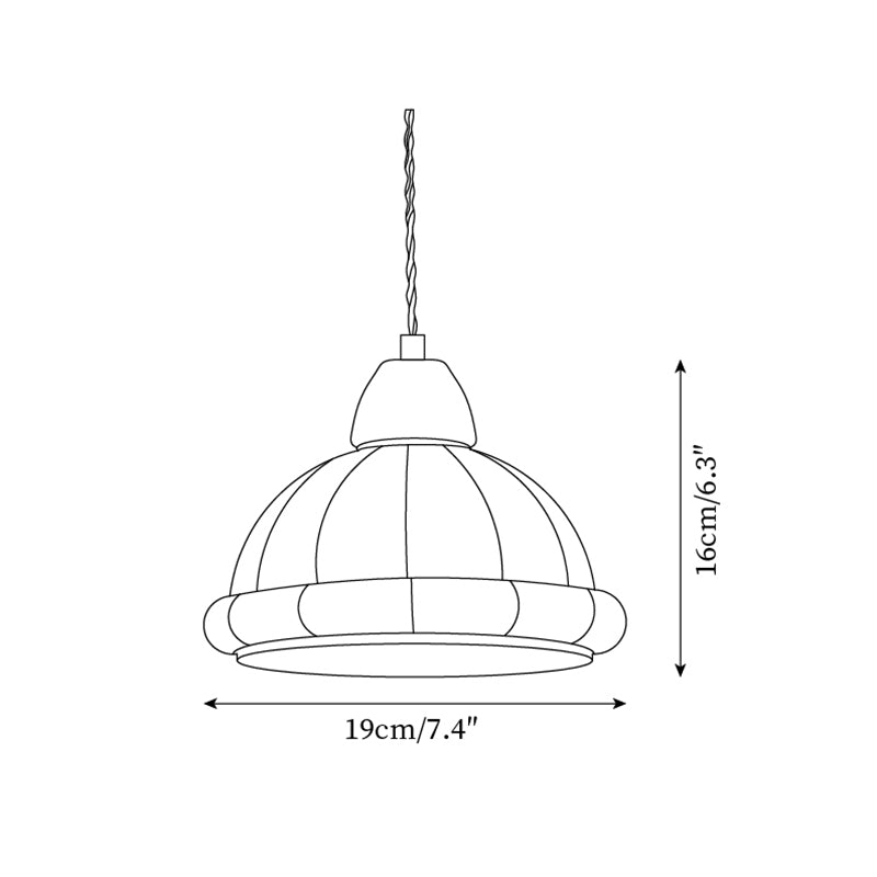 Pendant Lamp Glass Dome Shade Walnut Wood Accent Minimalist - Letslighting