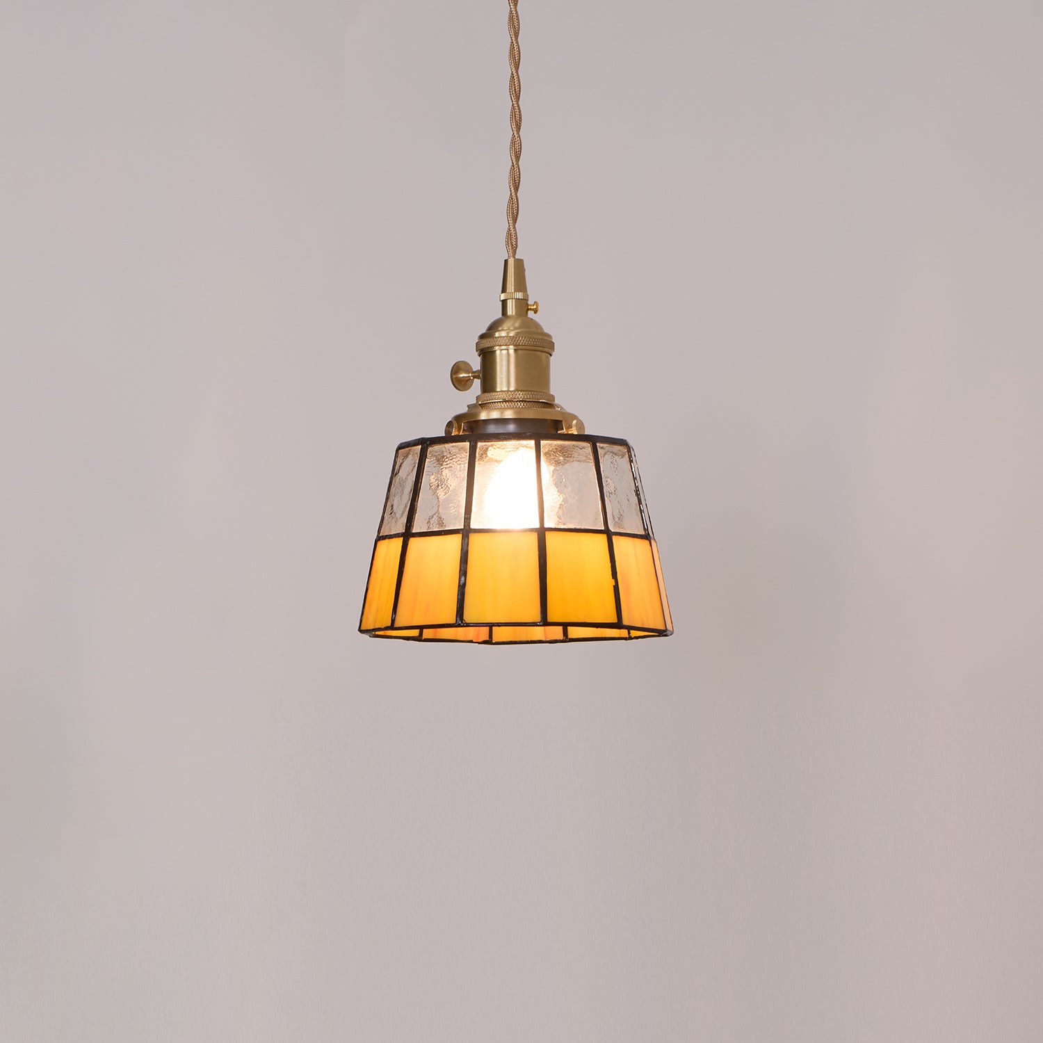 Suspension Coloré Verre Ombre Ancien Modèle Laiton Rétro - Neutralighting