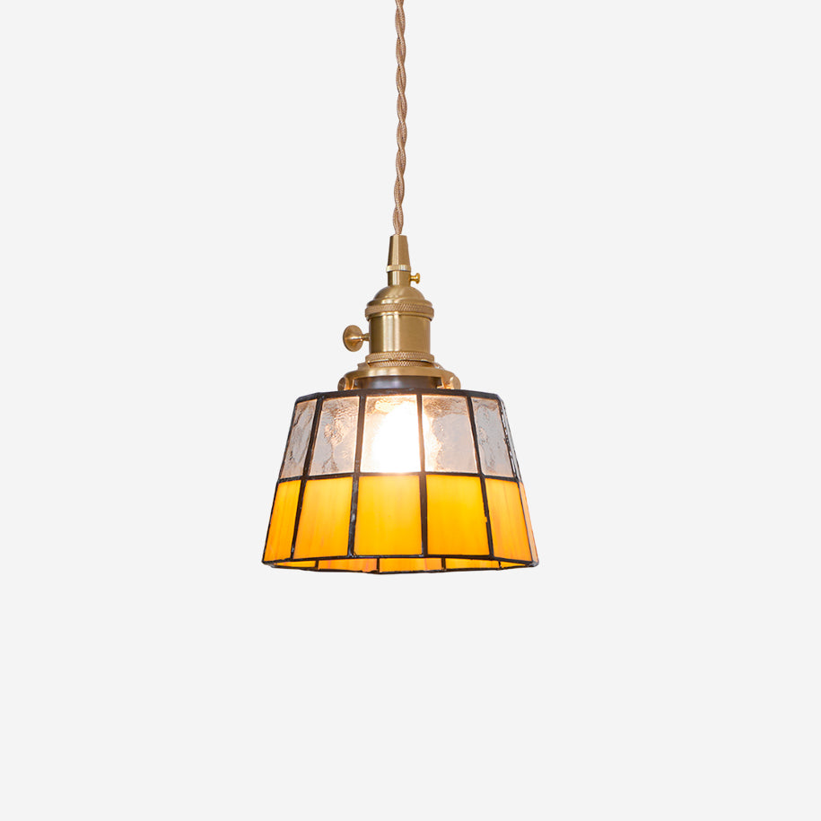 Suspension Coloré Verre Ombre Ancien Modèle Laiton Rétro - Neutralighting