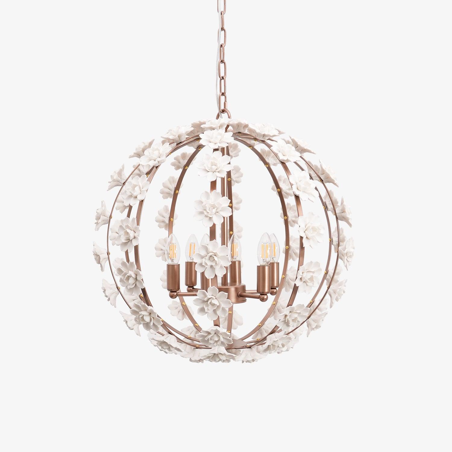 Kelly Lampe Pendante Globe Floral Rustique - Neutralighting