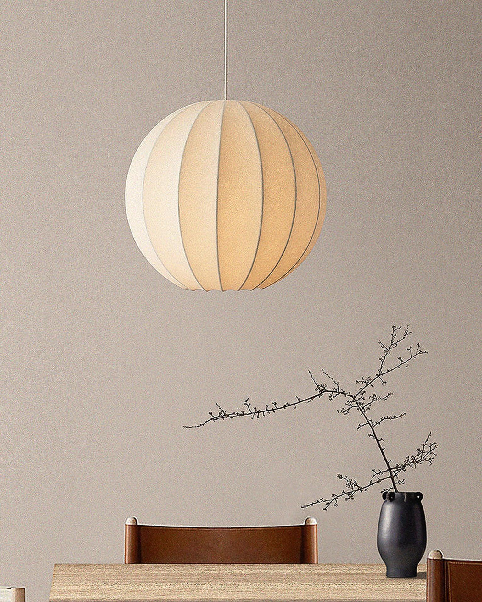 Aura Lampe Pendante Moderne Globe Côtelé Soie - Neutralighting