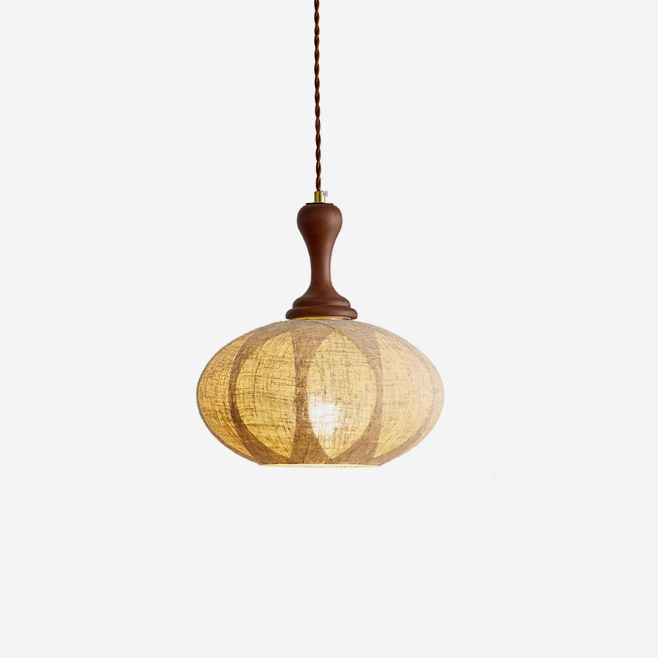 Kenso Suspension Lampe en Tissu Sphérique Col en Bois - Neutralighting