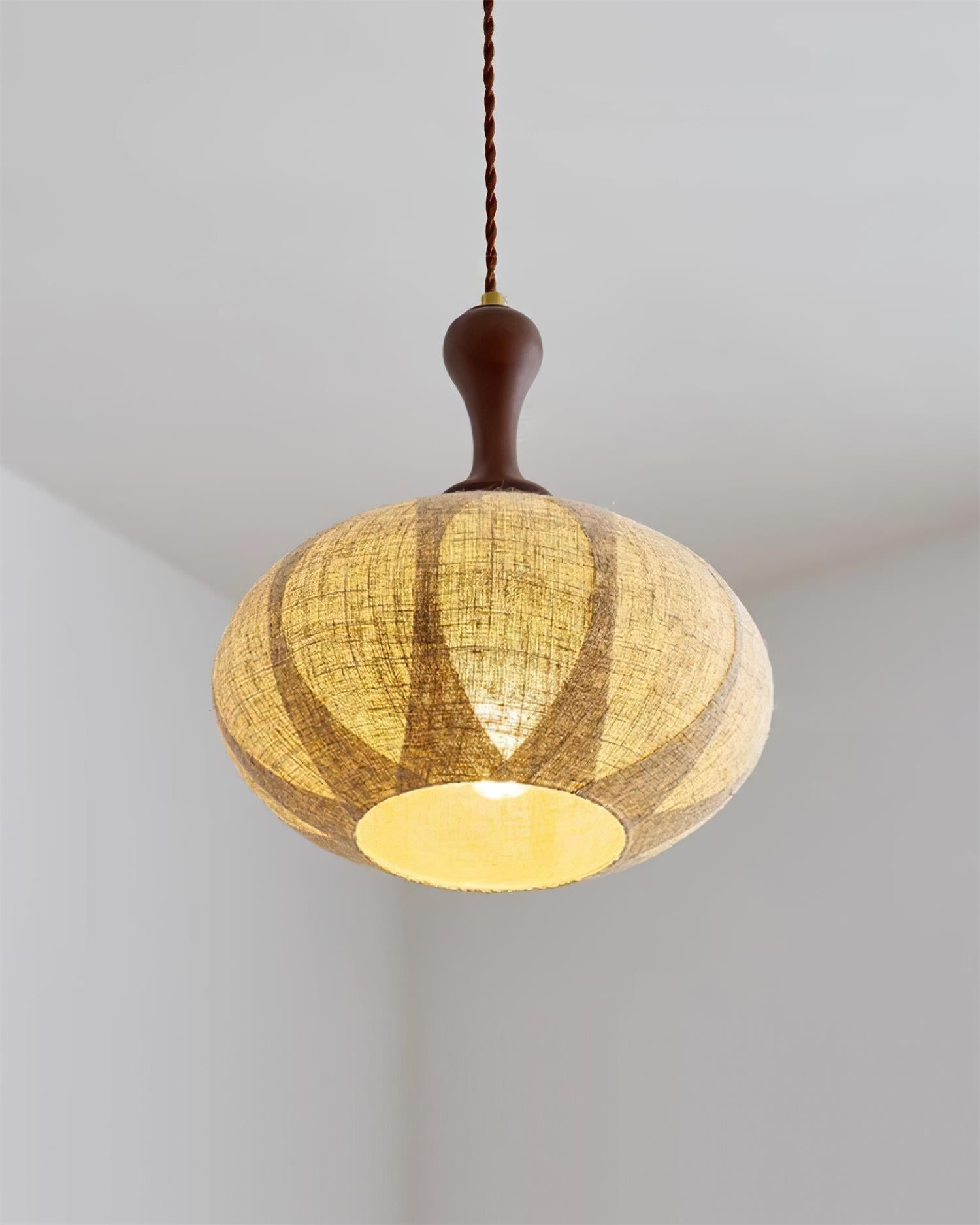 Kenso Suspension Lampe en Tissu Sphérique Col en Bois - Neutralighting