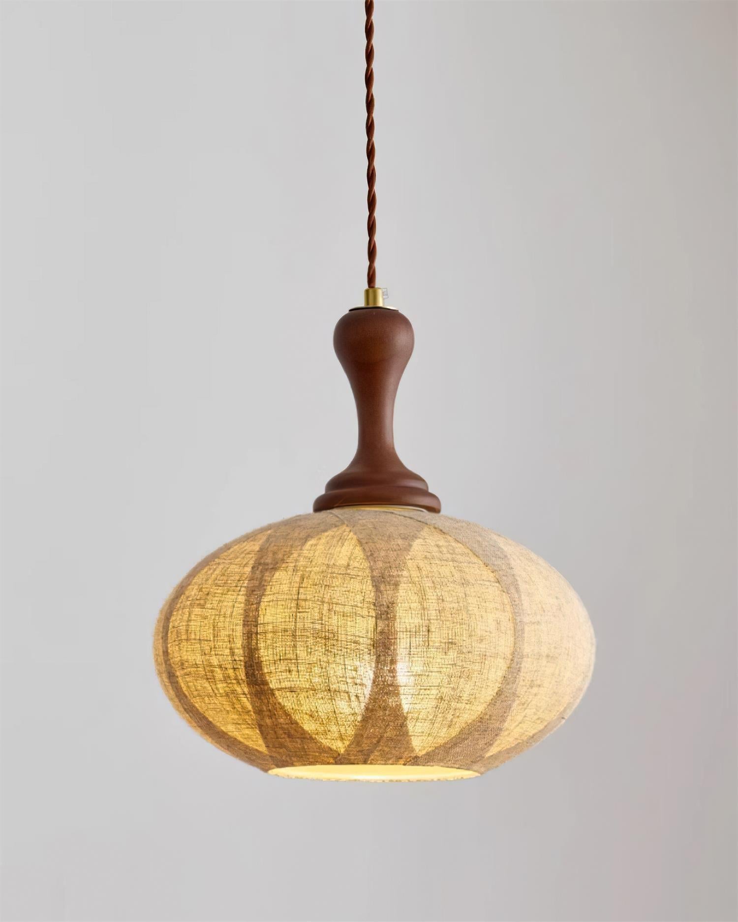 Kenso Suspension Lampe en Tissu Sphérique Col en Bois - Neutralighting