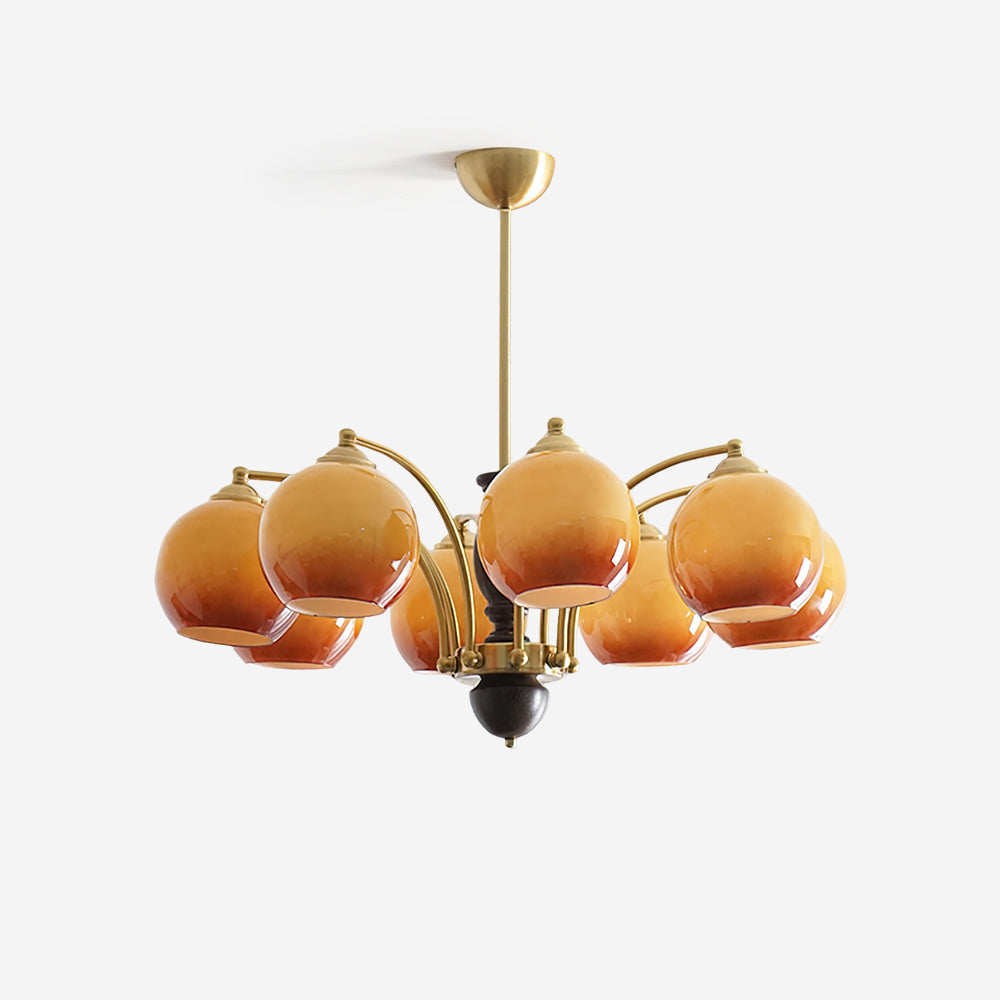 Chandelier Glass Shades Frame Wood Accents Mid-Century Calm - Letslighting