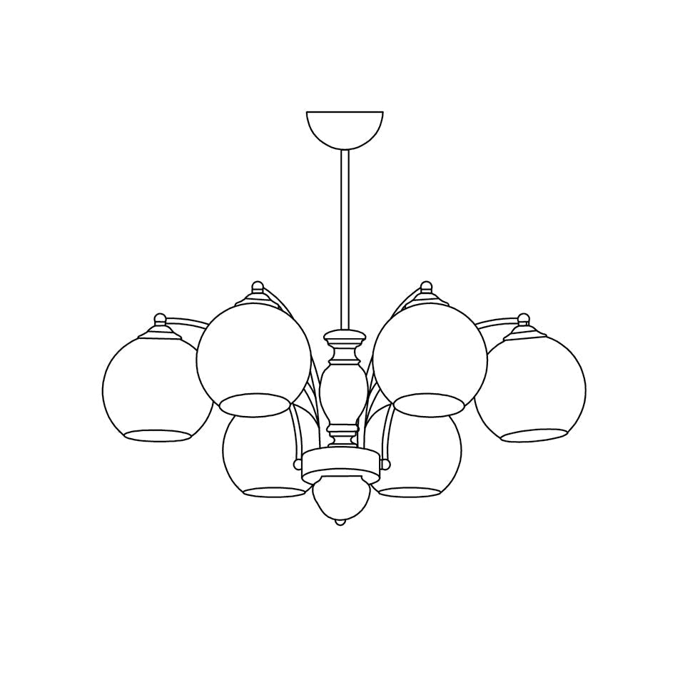 Chandelier Glass Shades Frame Wood Accents Mid-Century Calm - Letslighting