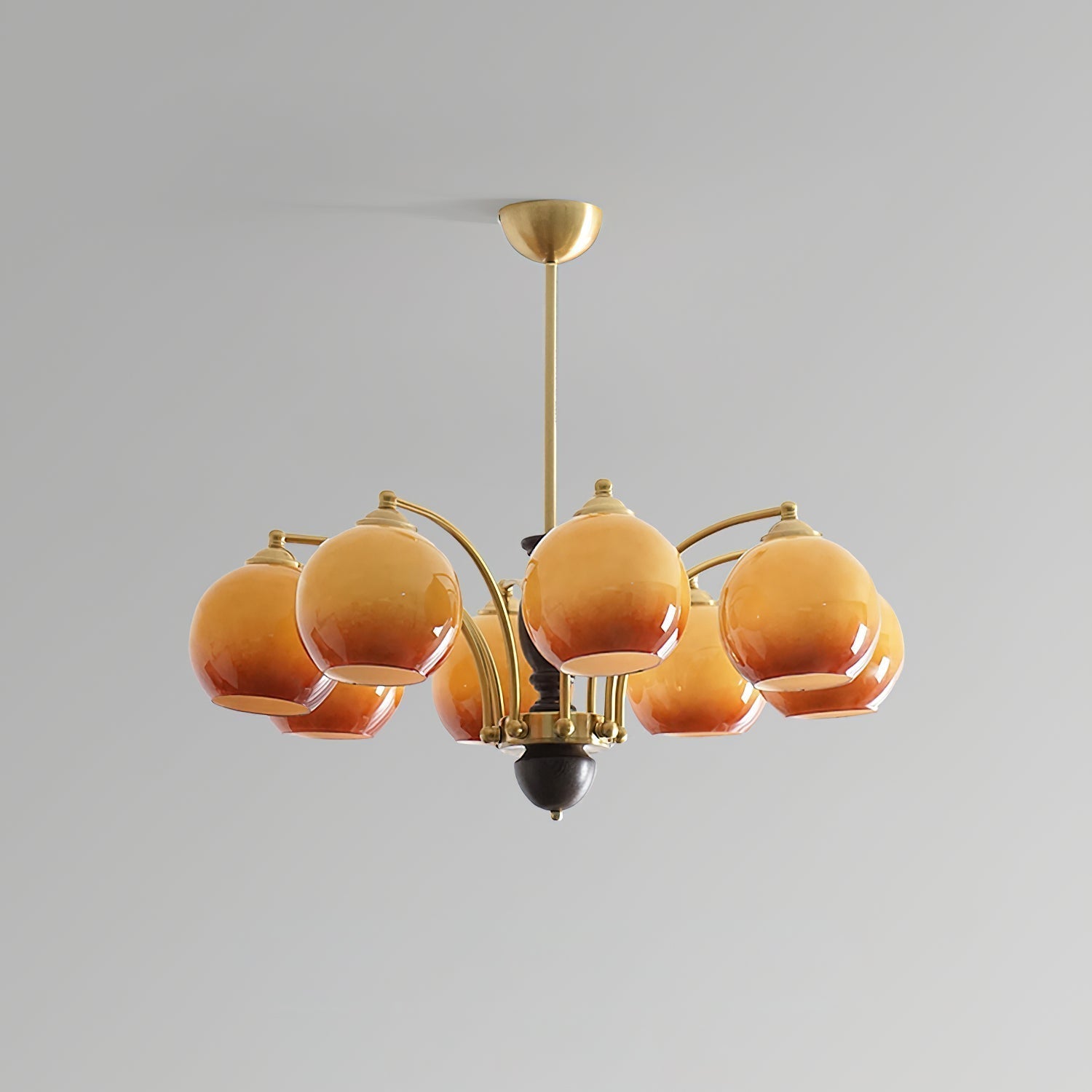 Chandelier Glass Shades Frame Wood Accents Mid-Century Calm - Letslighting