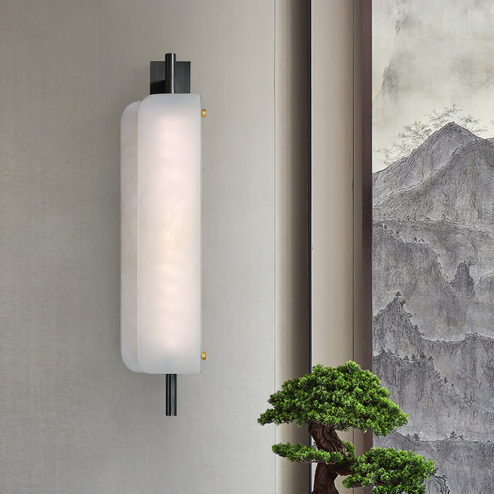 Cenore Modern Minimalist White Alabaster Wall Lamp - Lamp Copper