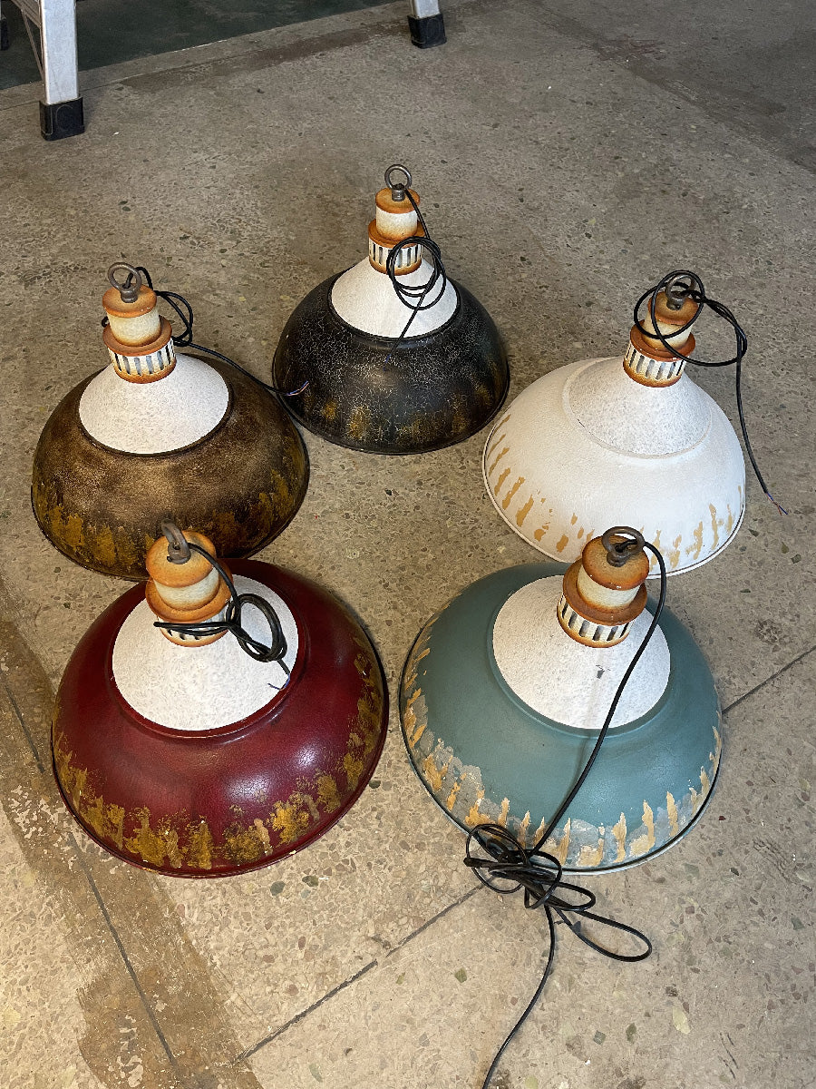 Avynor Vintage Industrial Blue Metal Pendant Lamp - Lamp Copper