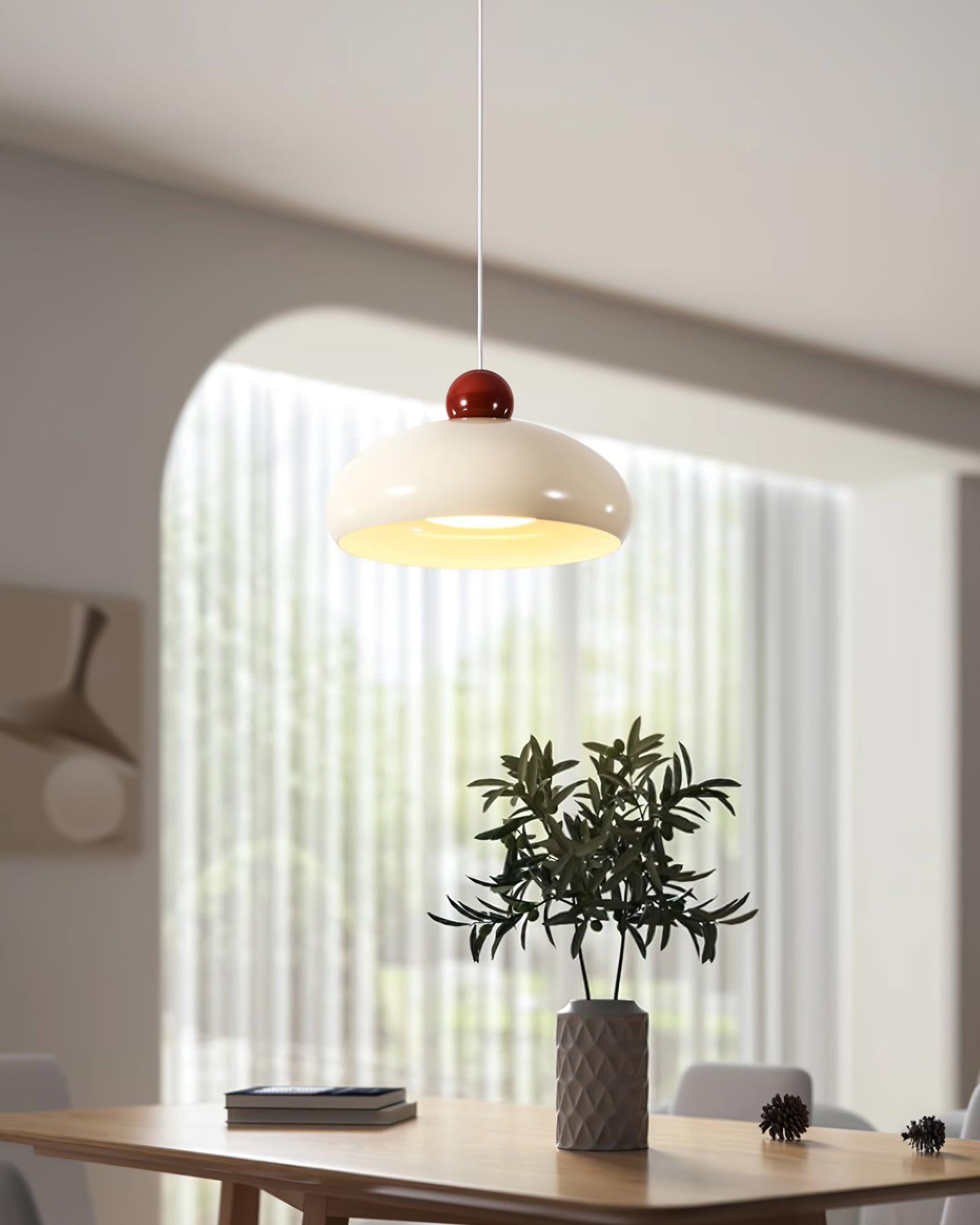 Lampe Pendante Abat-jour Dôme Blanc Accent Rouge Urban Retro - Neutralighting