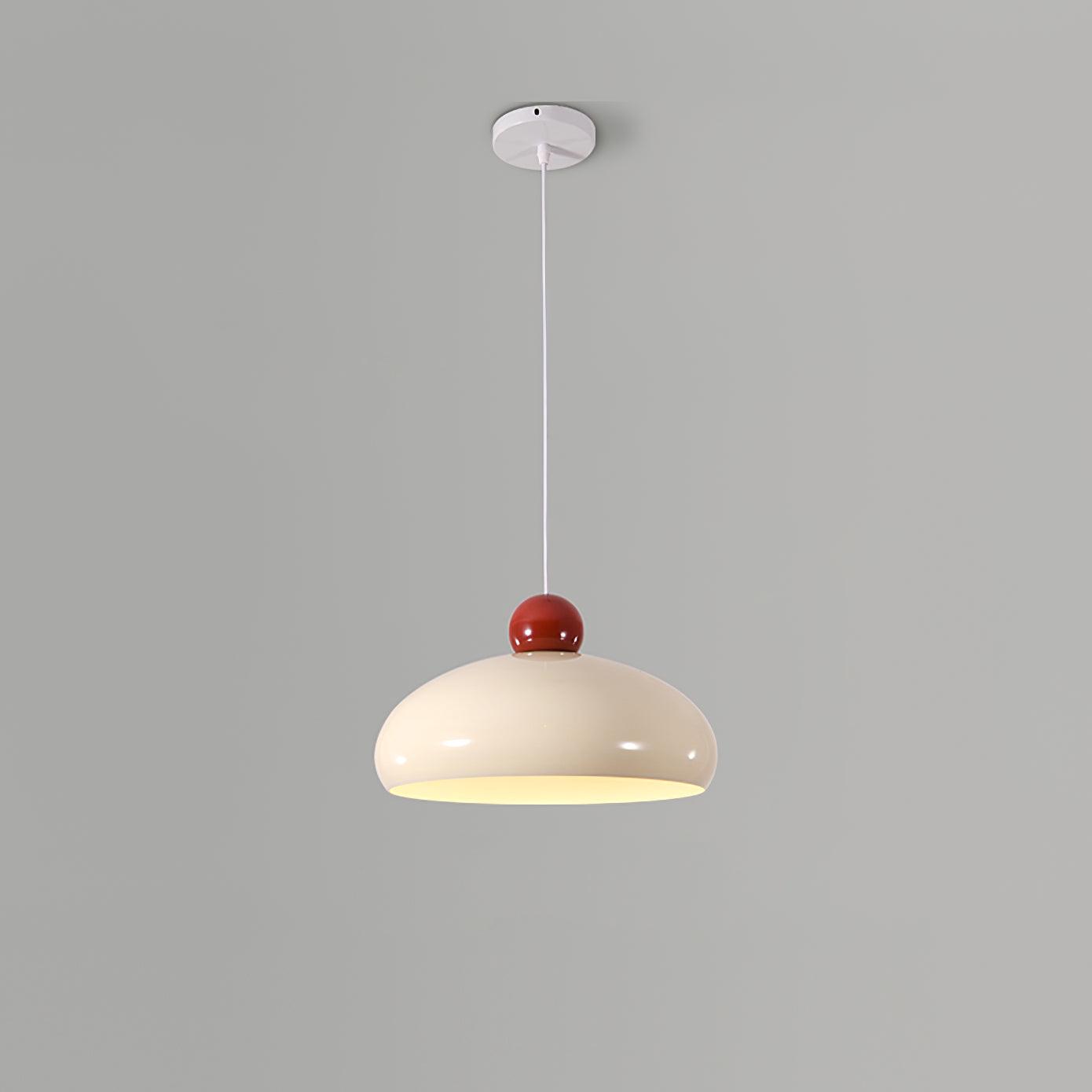 Lampe Pendante Abat-jour Dôme Blanc Accent Rouge Urban Retro - Neutralighting