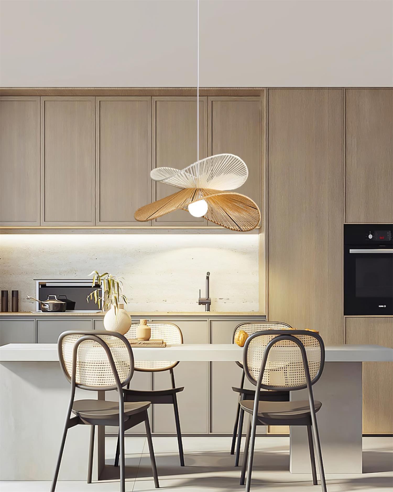Suspension Tissé Chanvre Ombre Sculptural Naturel Moderne - Neutralighting