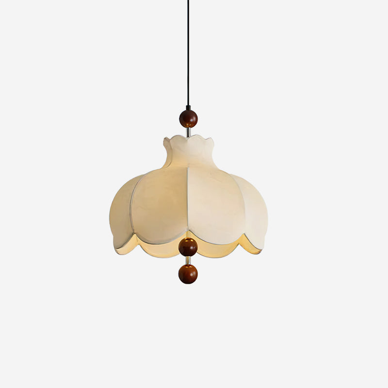 Oria Suspension avec abat-jour en tissu et accents en bois, style vintage, pour salon - Neutralighting