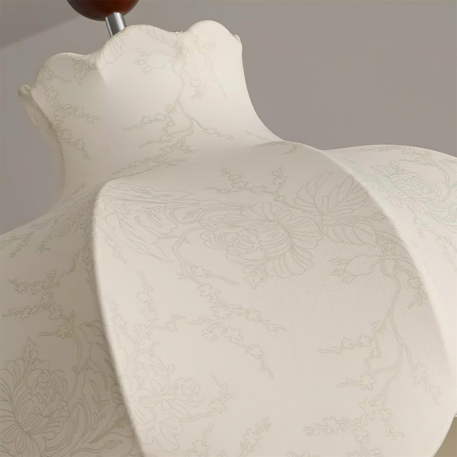 Oria Suspension avec abat-jour en tissu et accents en bois, style vintage, pour salon - Neutralighting