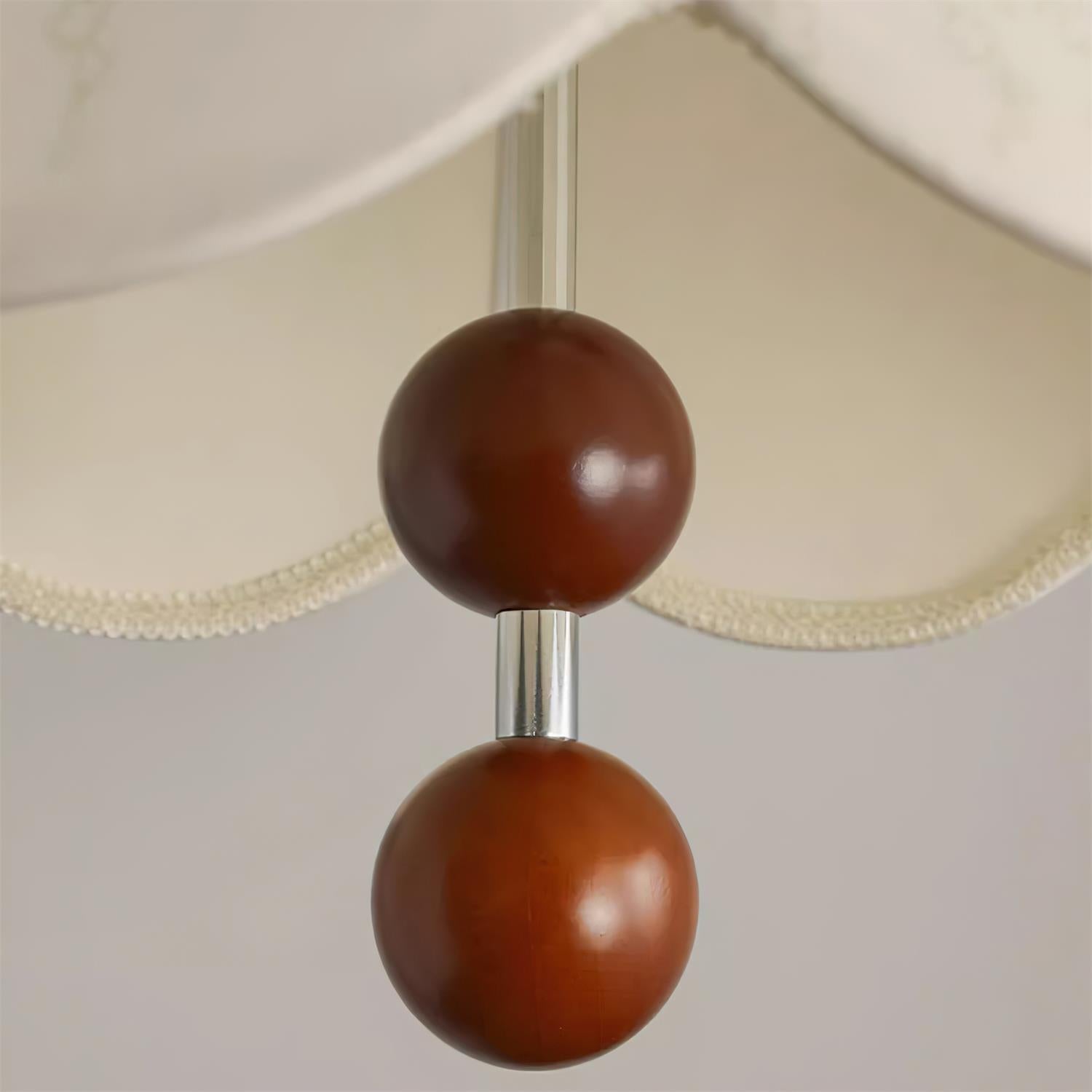 Oria Suspension avec abat-jour en tissu et accents en bois, style vintage, pour salon - Neutralighting