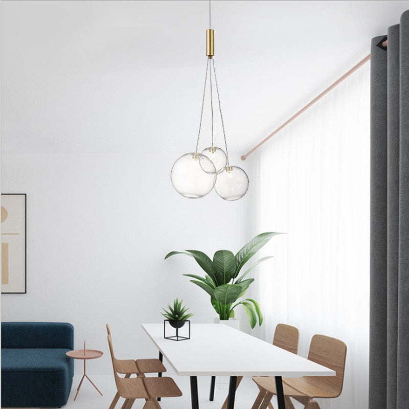 Valentina  Suspension Bubble Moderne Métal/Verre Transparent/Étoilé Salon