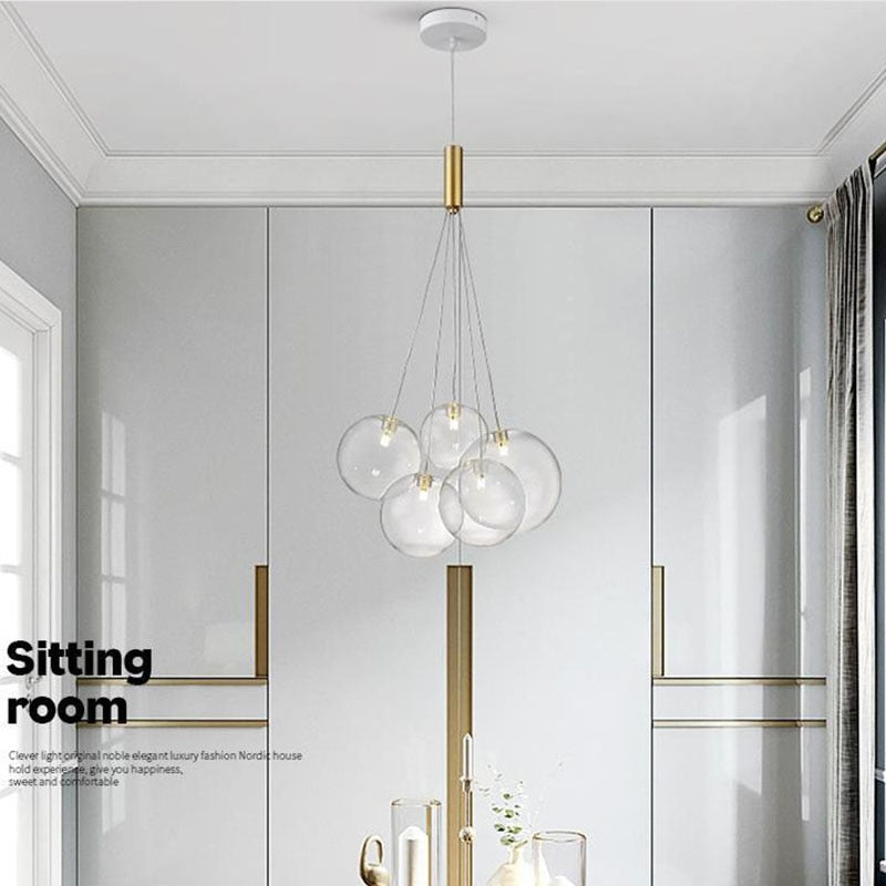 Valentina  Suspension Bubble Moderne Métal/Verre Transparent/Étoilé Salon
