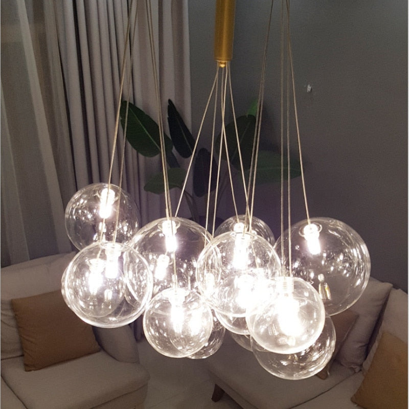 Valentina  Suspension Bubble Moderne Métal/Verre Transparent/Étoilé Salon